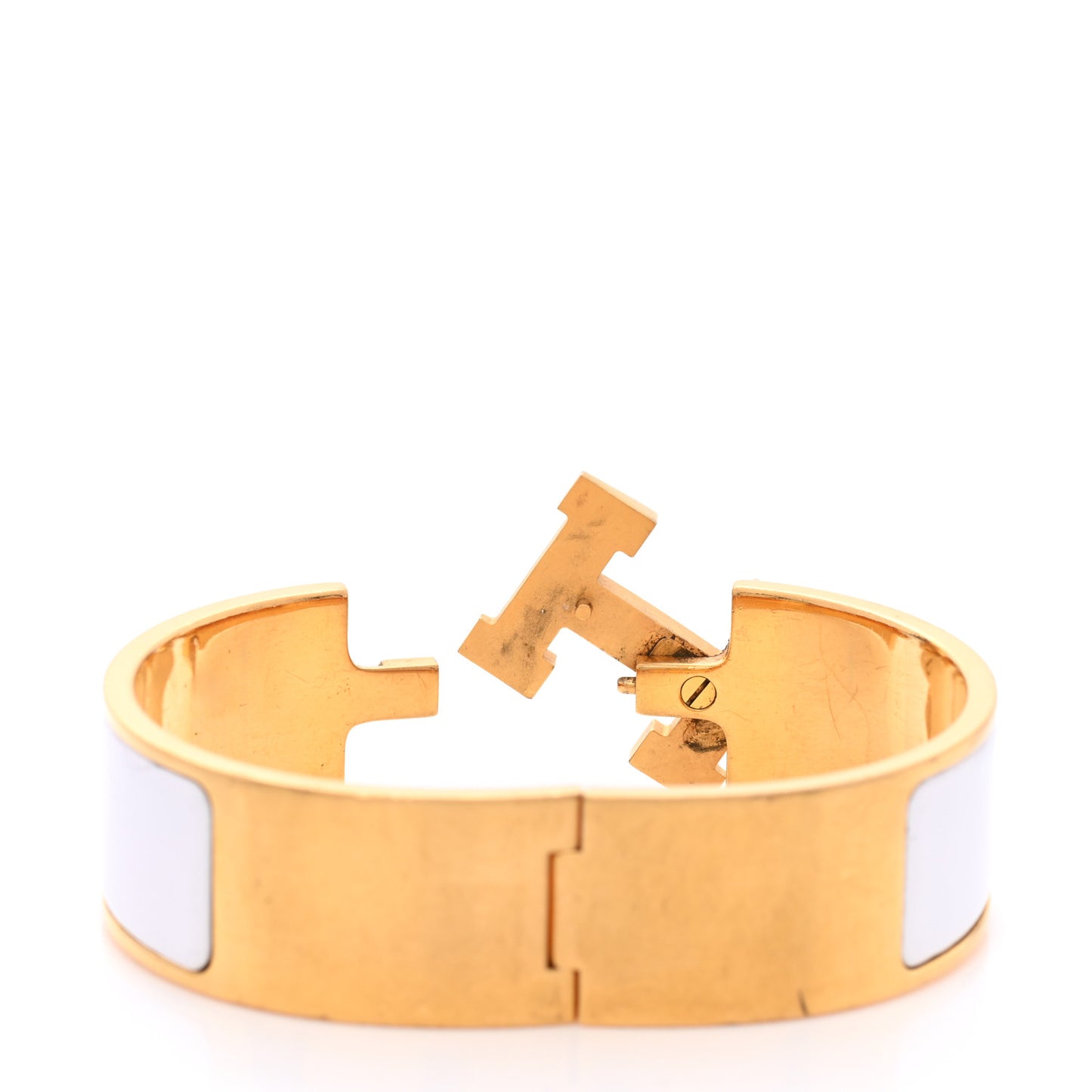Enamel Wide Clic Clac H Bracelet PM White