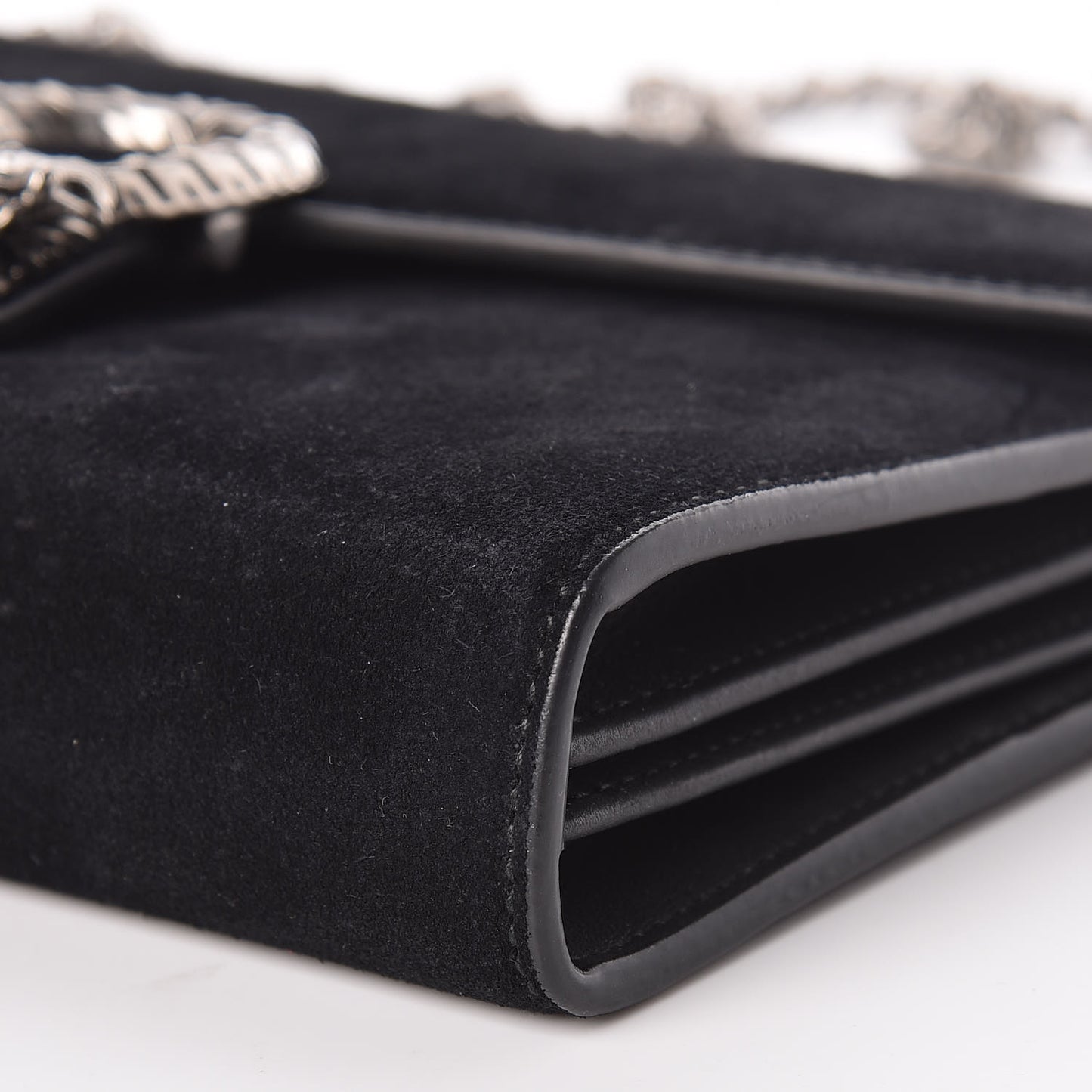 Suede Mini Dionysus Chain Wallet Black