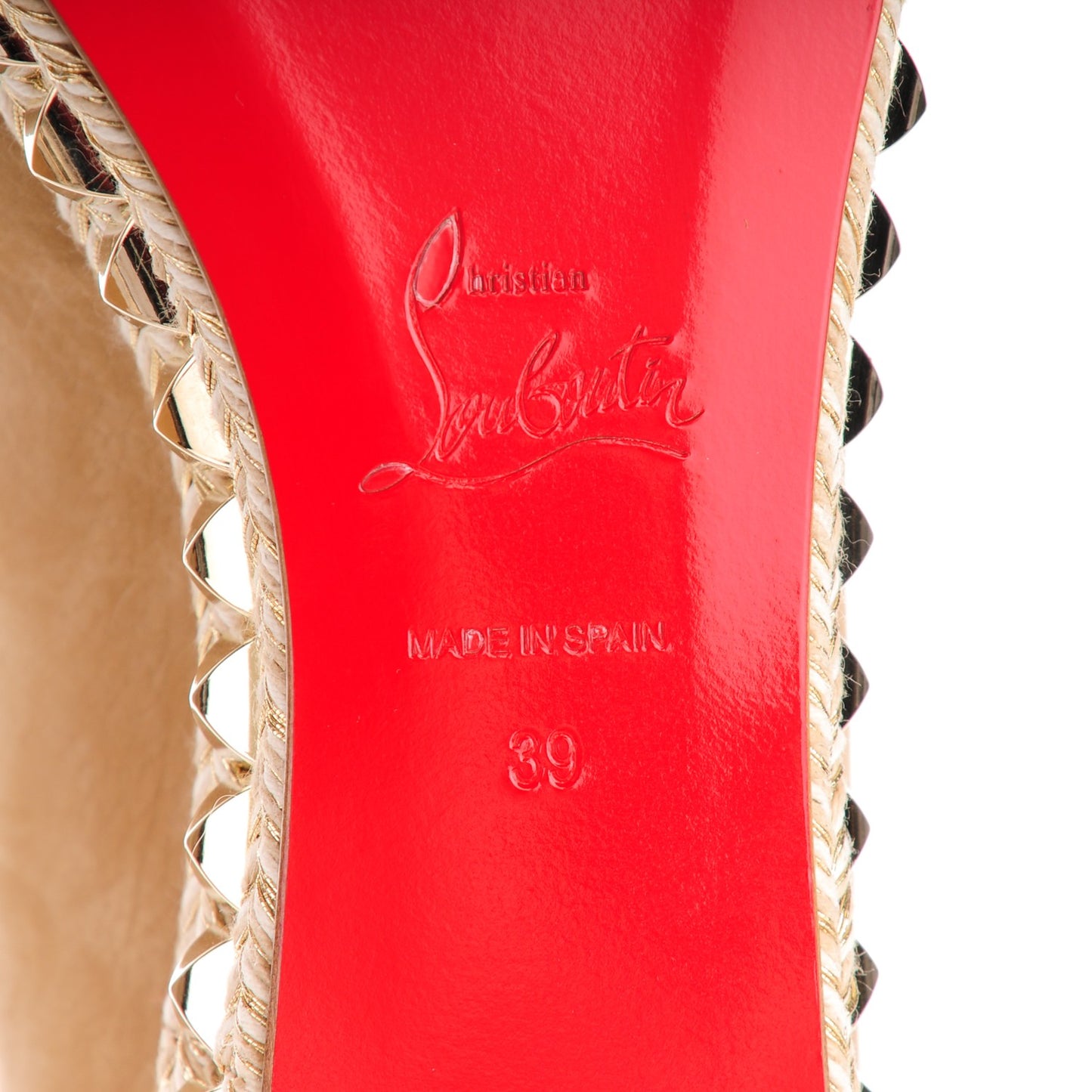 CHRISTIAN LOUBOUTIN Suede Carmel CA 70 Wedge Espadrilles 39 Noisette