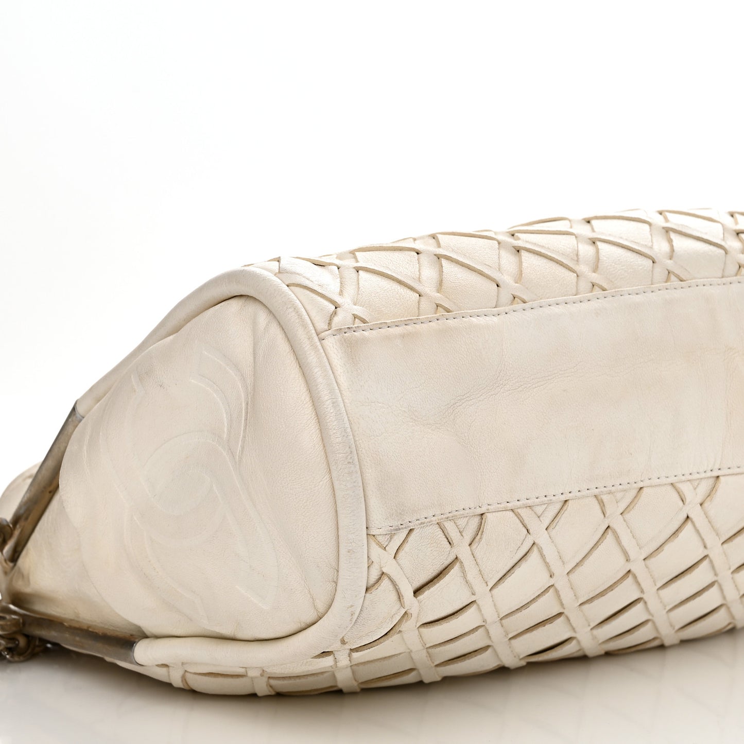 Lambskin Woven Medium Ultimate Soft Sombrero Hobo White