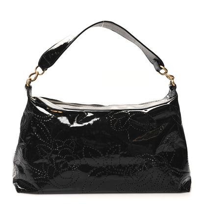 Chanel Patent Perforated Camelia Hobo Black 1 of 11