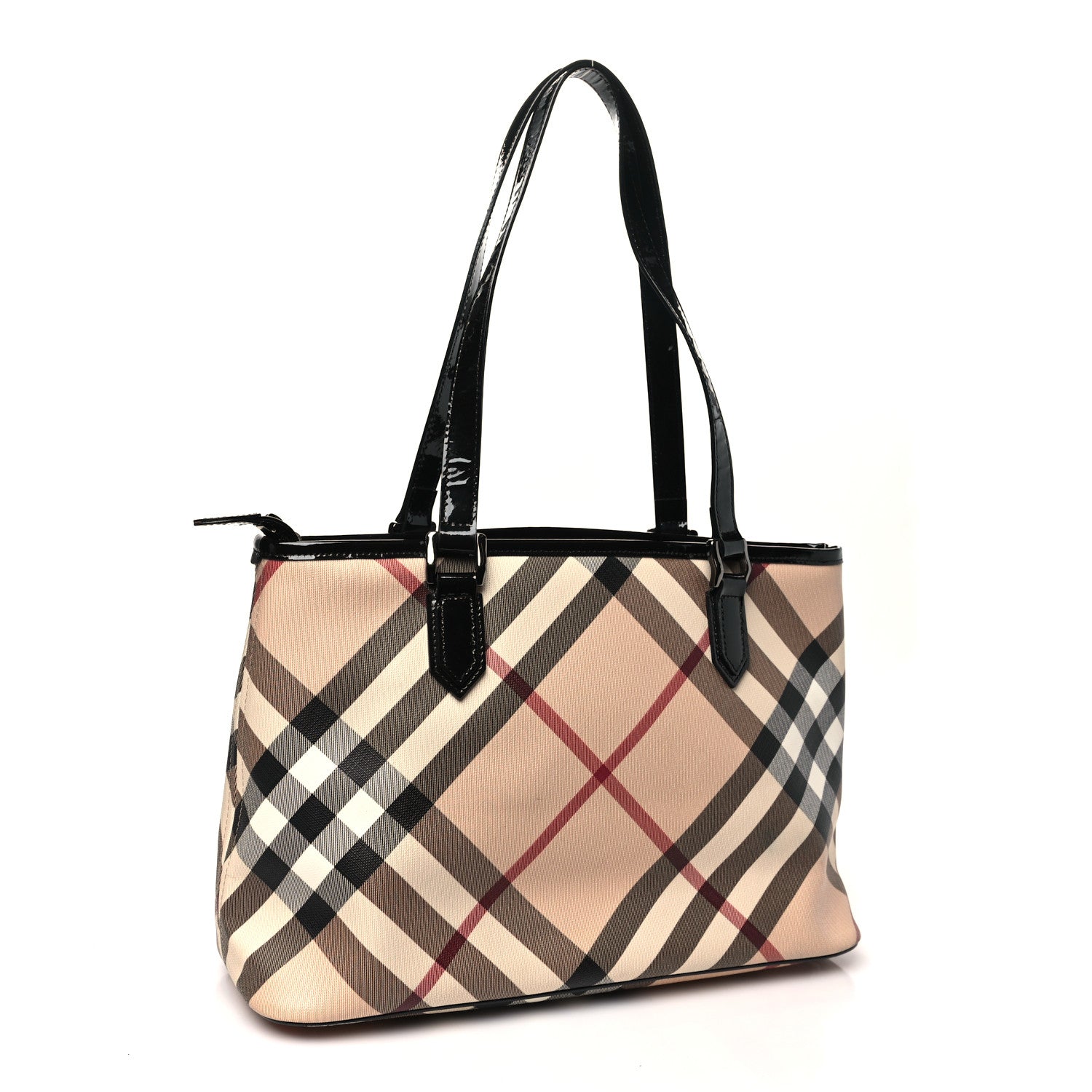 Burberry Metallic Calfskin Nova Check Small Nickie Tote Black 2 of 9