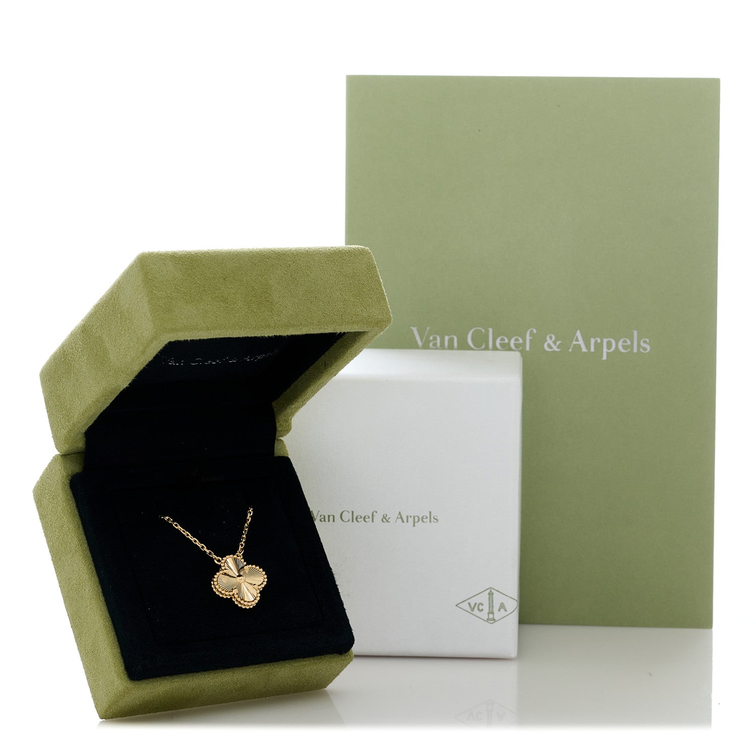 Van Cleef & Arpels 18K Yellow Gold Guilloche Vintage Alhambra Pendant Necklace 5 of 5