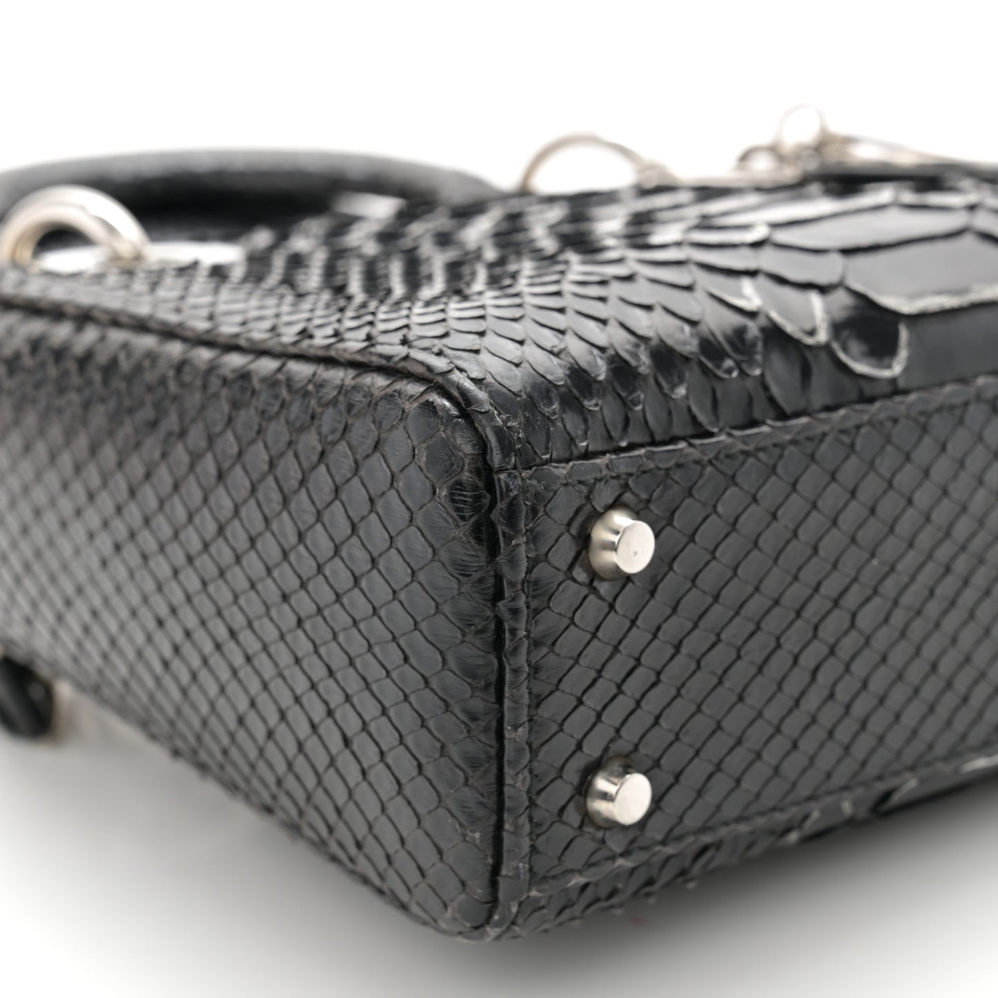 Snakeskin Mini Lady Dior Black