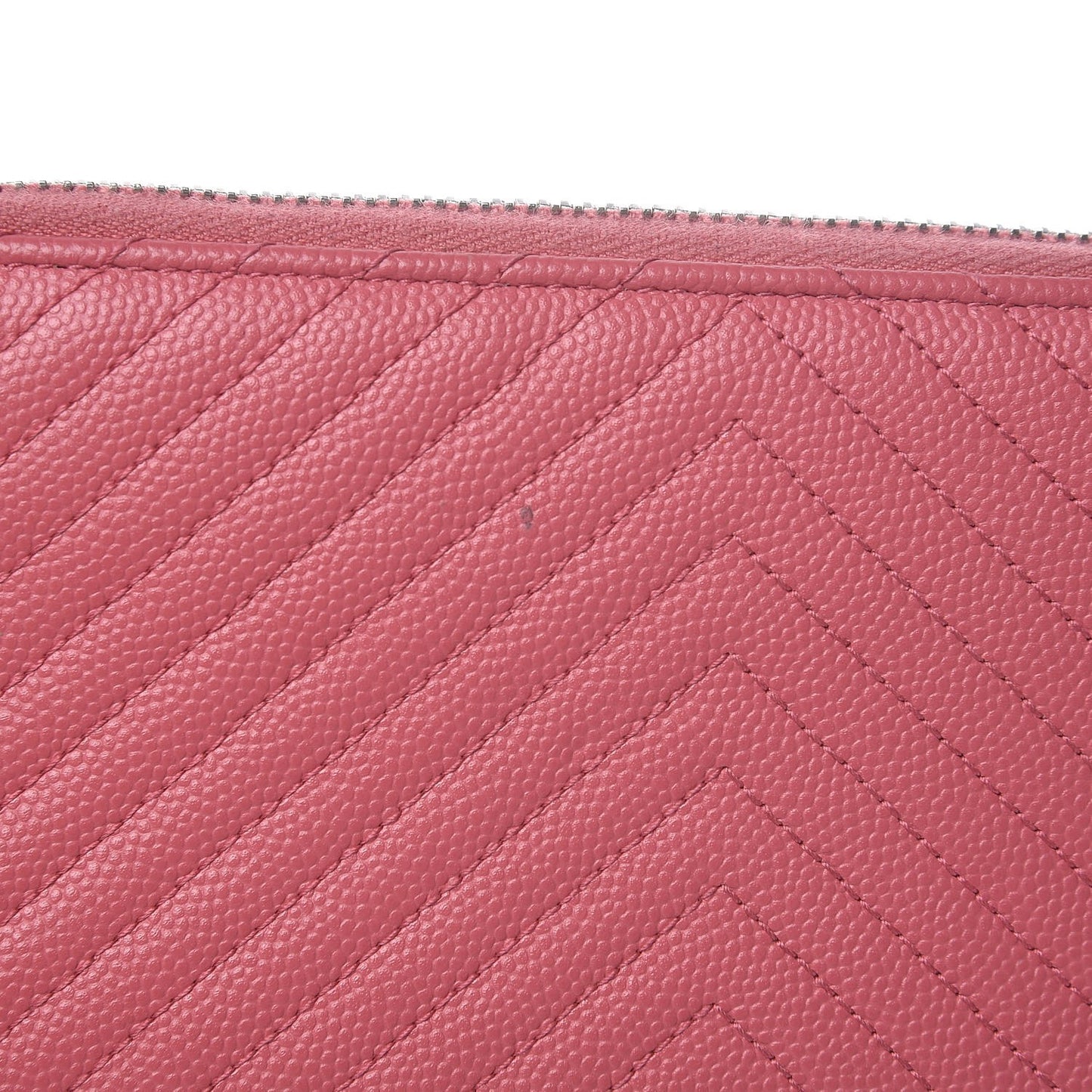Caviar Chevron Large Gusset Zip Around Wallet Pink
