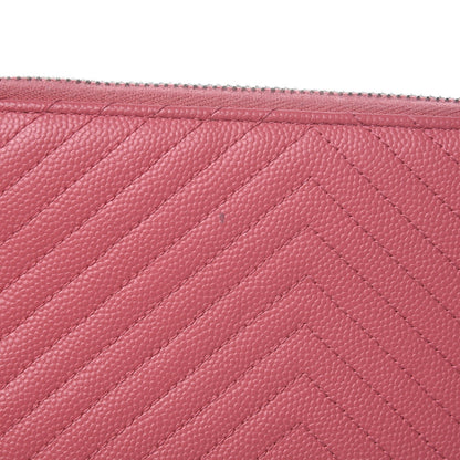 Chanel Caviar Chevron Large Gusset Zip Around Wallet Pink 11 of 11