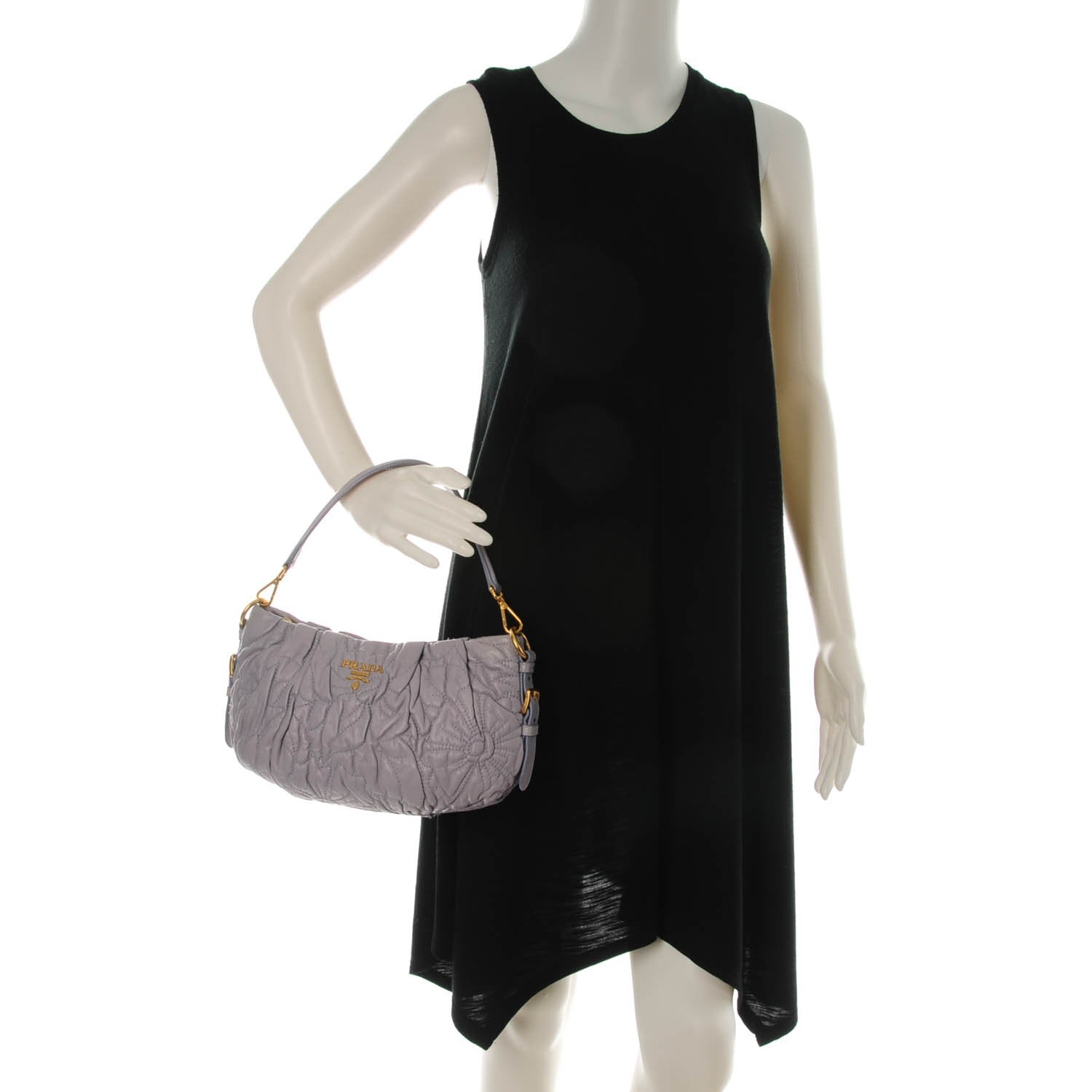 Prada Nappa Stitches Shoulder Bag Glicine 2 of 11