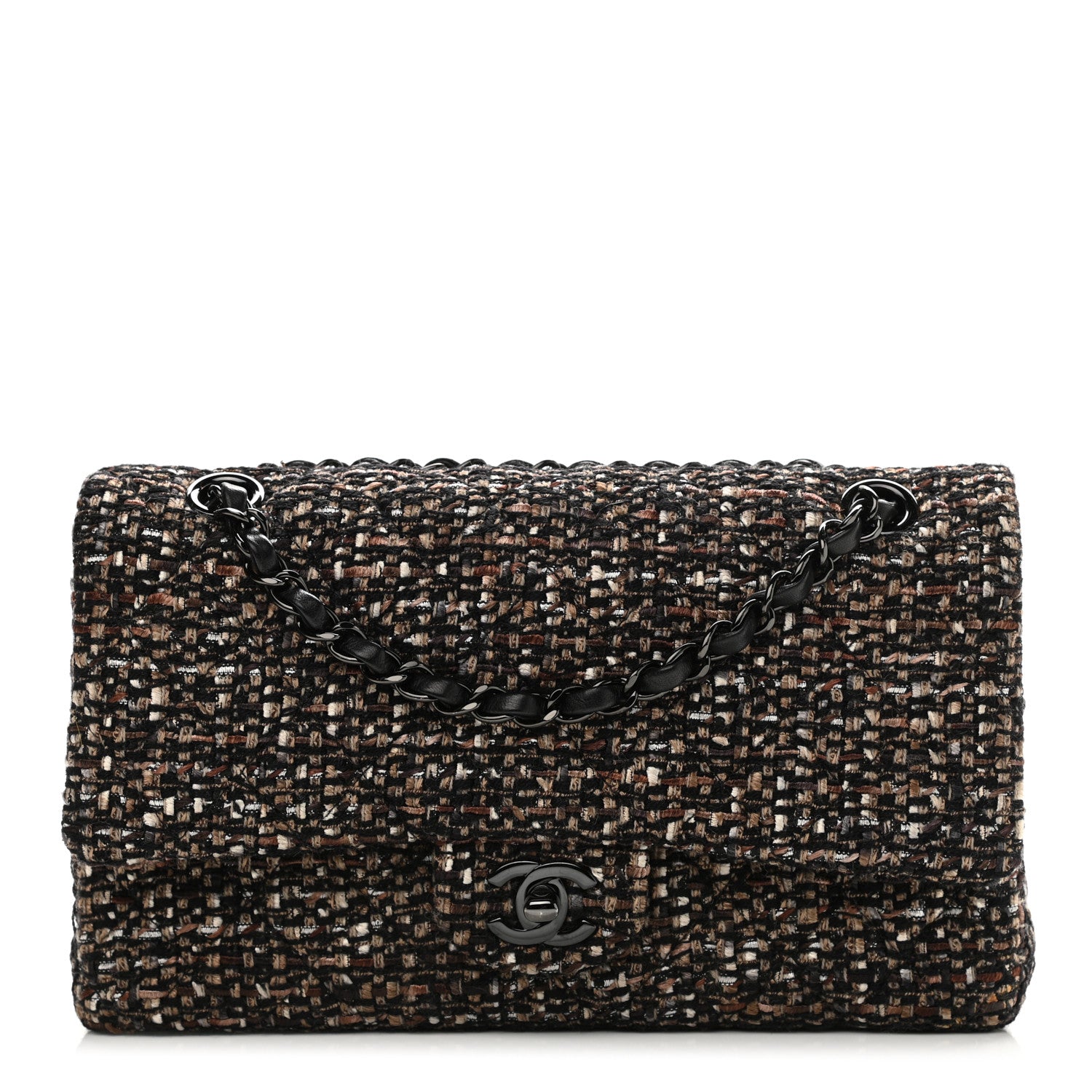 Chanel Tweed Quilted Medium Double Flap Brown 2 of 23