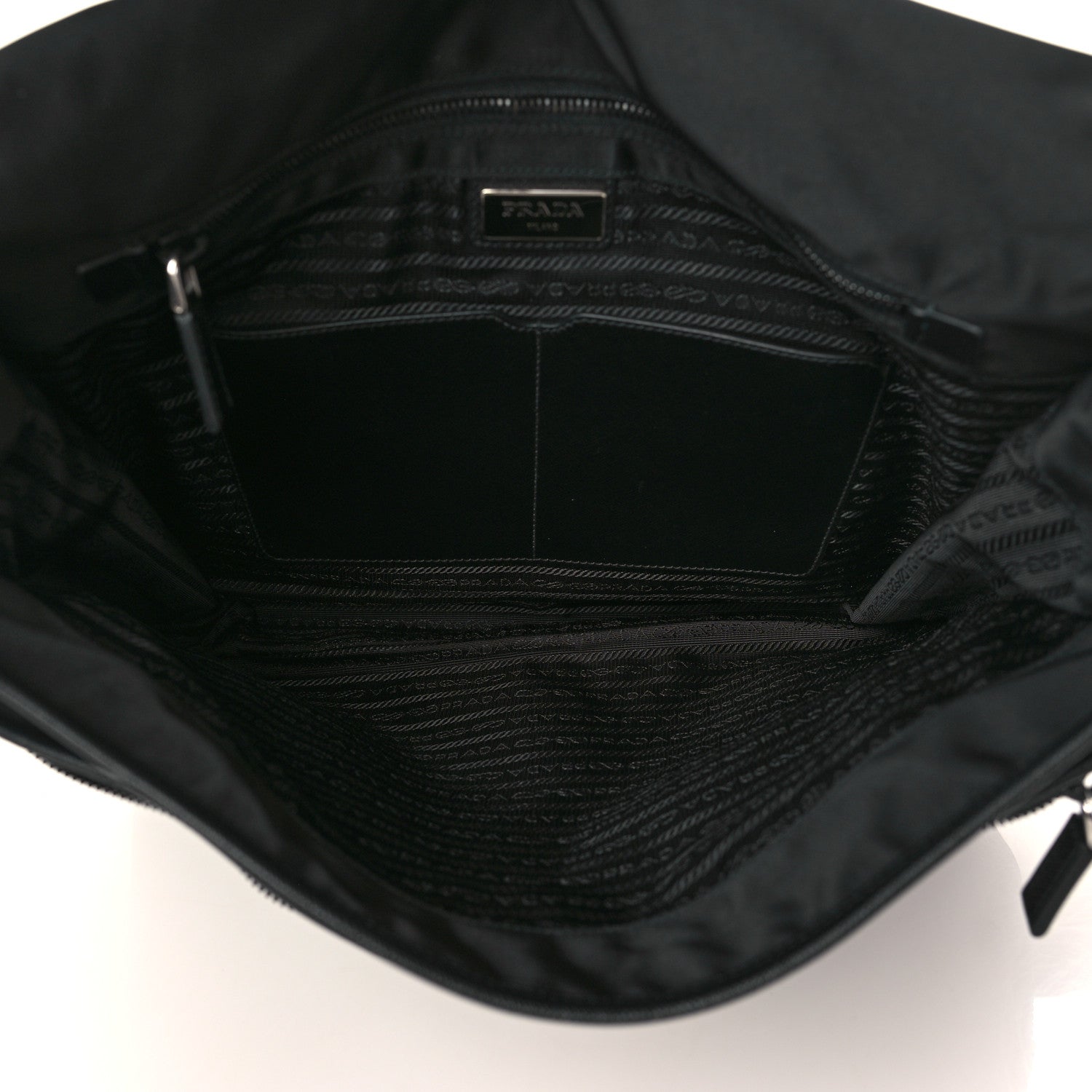 Prada Tessuto Nylon Saffiano Logo Messenger Bag Black 5 of 9