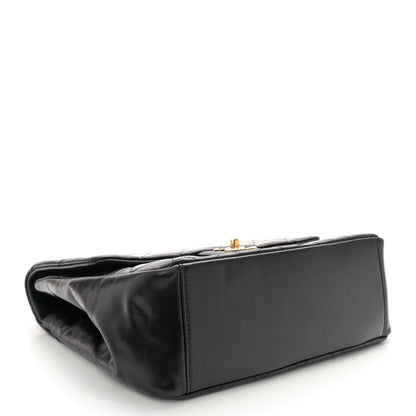 Chanel Calfskin Quilted Large Gold Bar Top Handle Flap Black 4 of 10