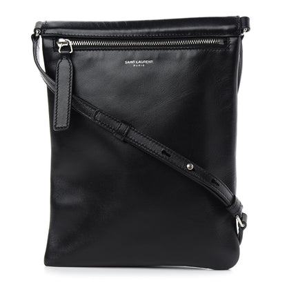 Saint Laurent Antiqued Lambskin Sid Flat Crossbody Black 1 of 10