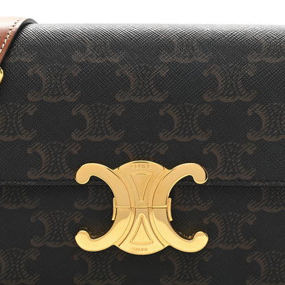 Celine Canvas Calfskin Triomphe Shoulder Bag Tan 9 of 11