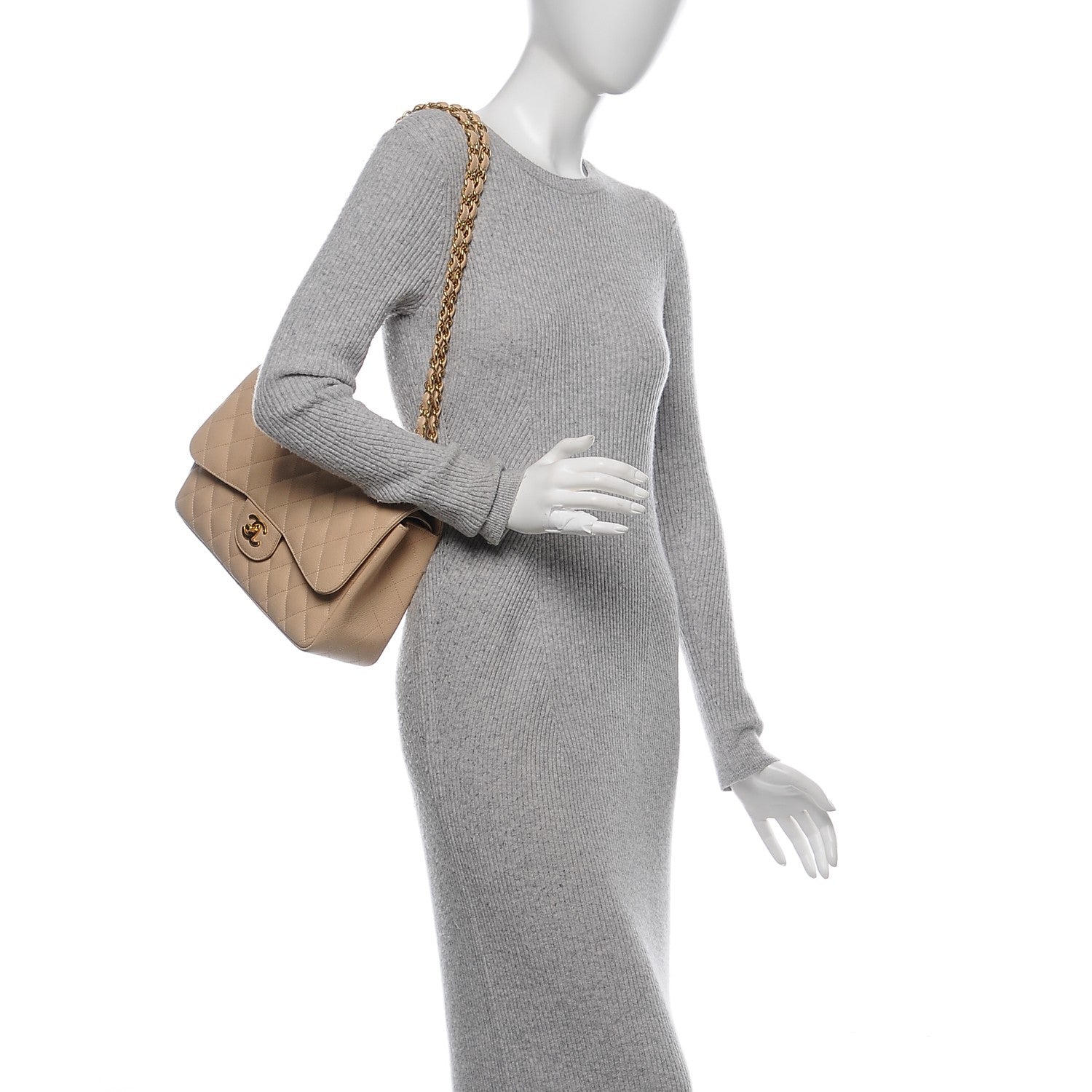 Chanel Caviar Quilted Jumbo Double Flap Beige Clair 2 of 10