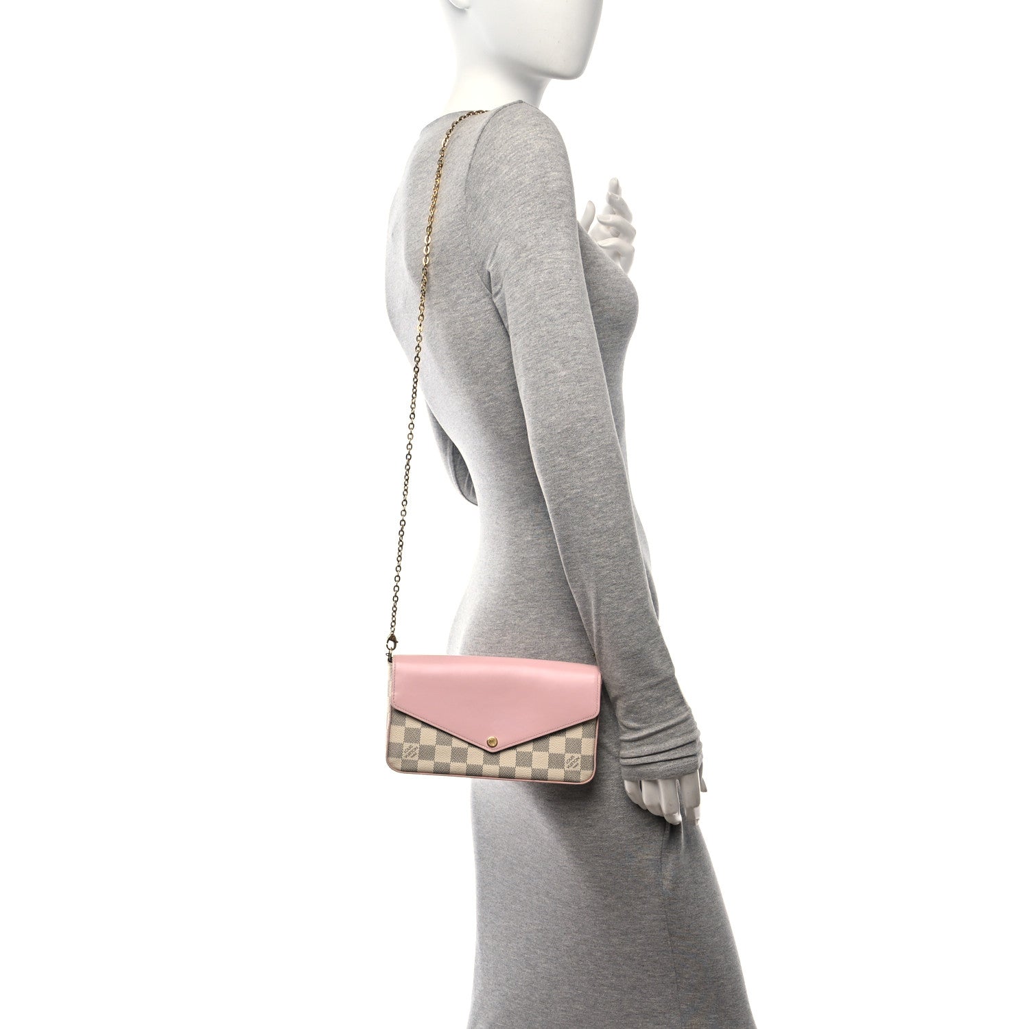 Louis Vuitton Damier Azur Calfskin Pochette Felicie Eau de Rose 3 of 10