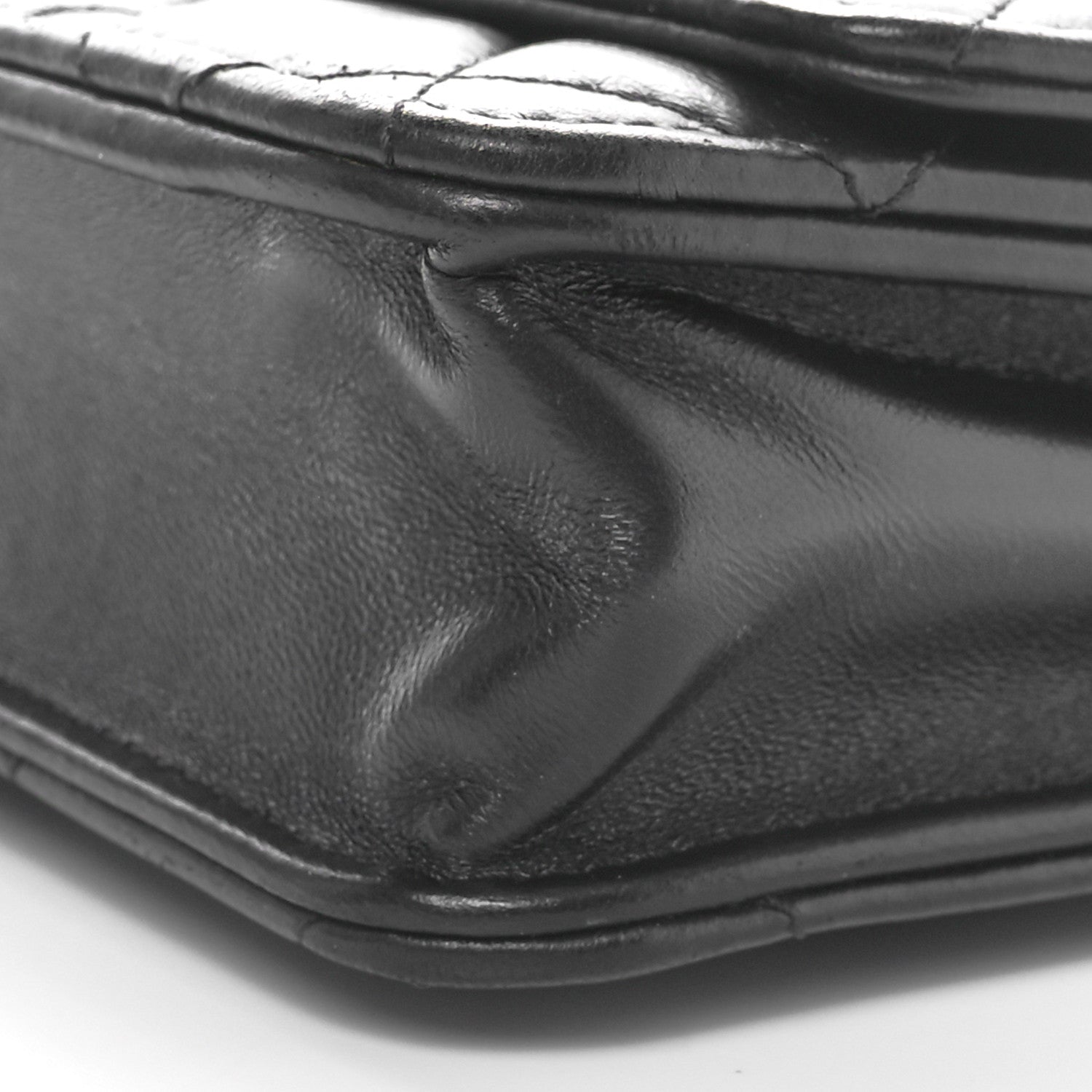 Chanel Lambskin Resin Quilted Wallet On Chain WOC Black 10 of 11