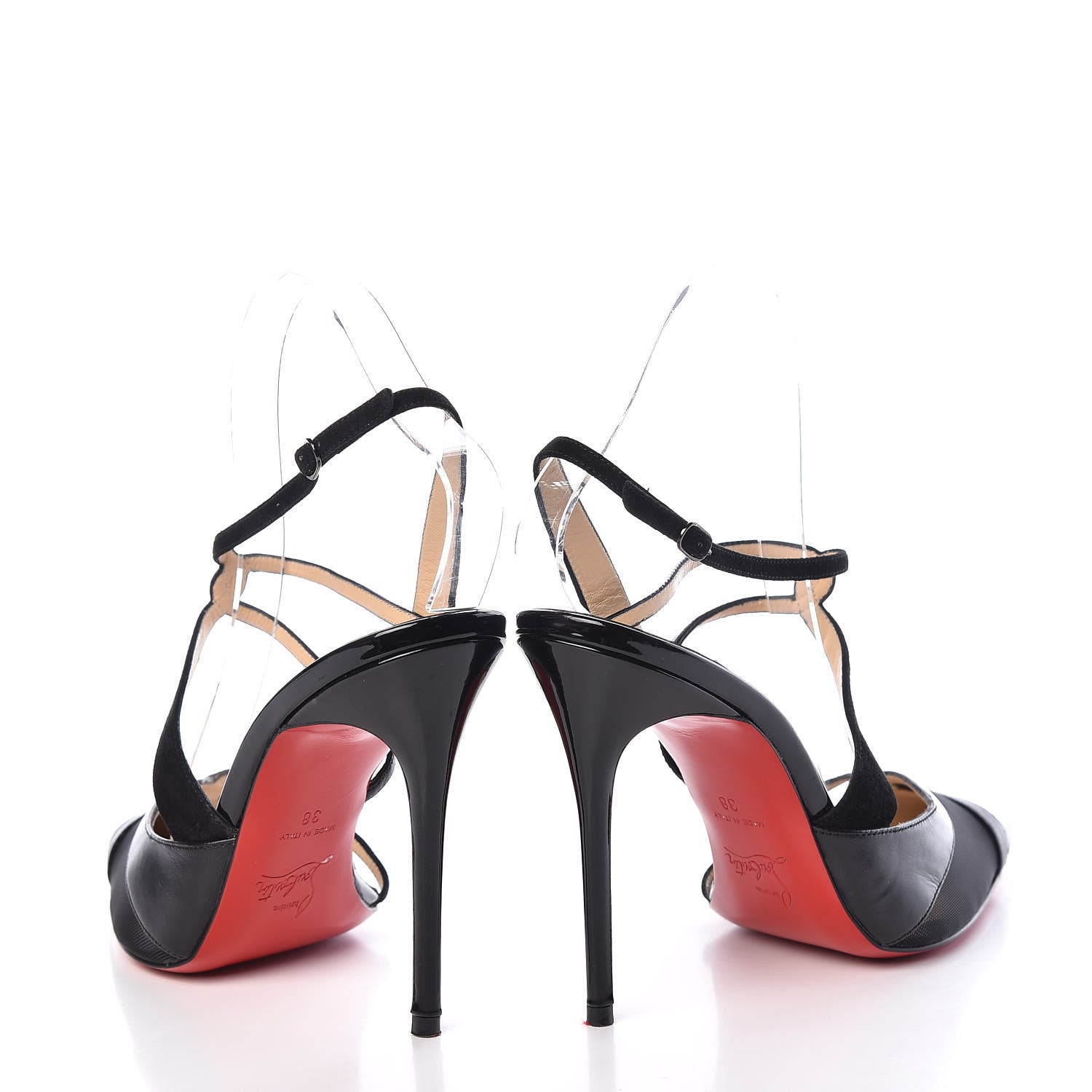 Christian Louboutin Patent Kid Suede Mesh Evoluta 100 Pumps 38 Black 6 of 17