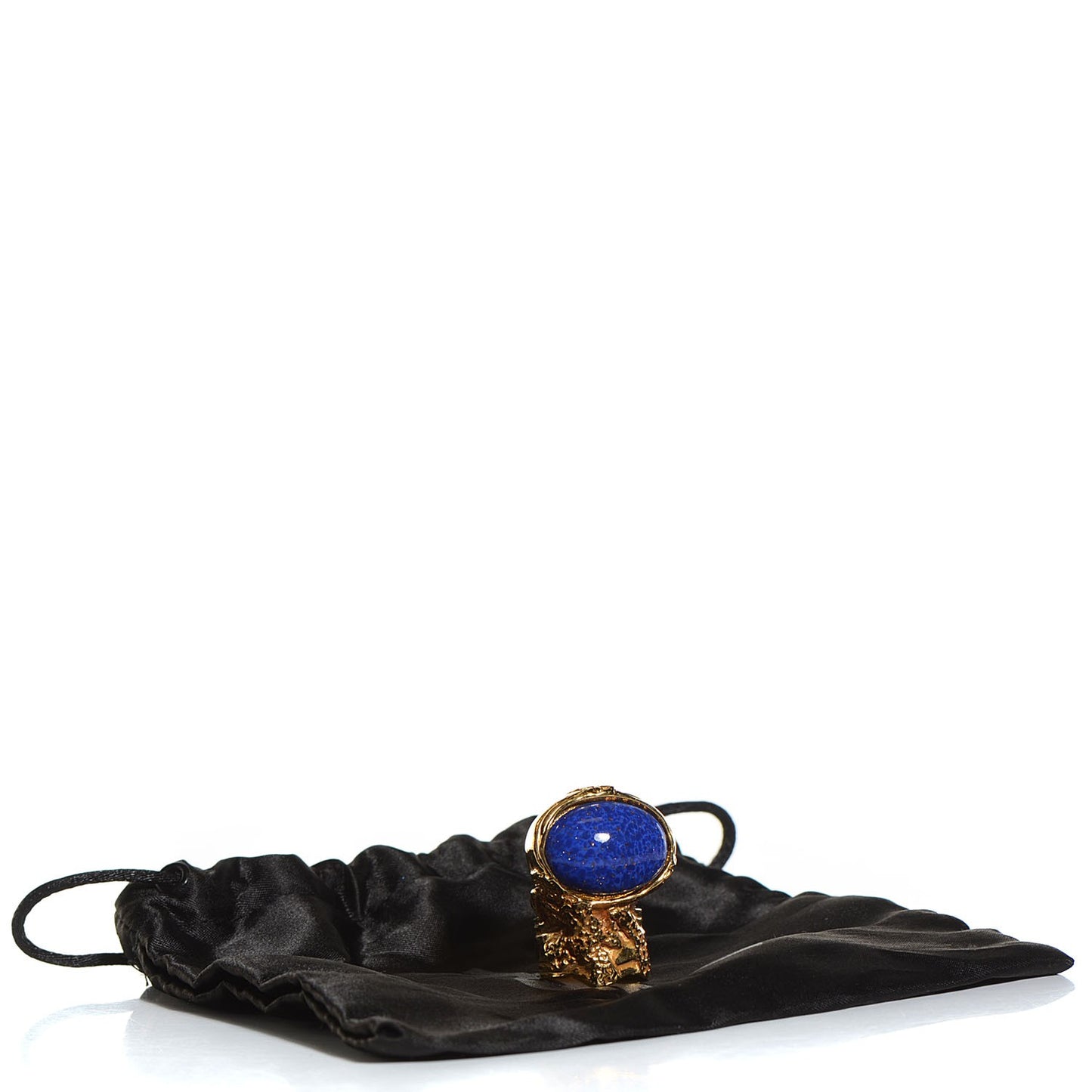 Glass Cabochon Arty Ovale Ring 8 Gold Lapis