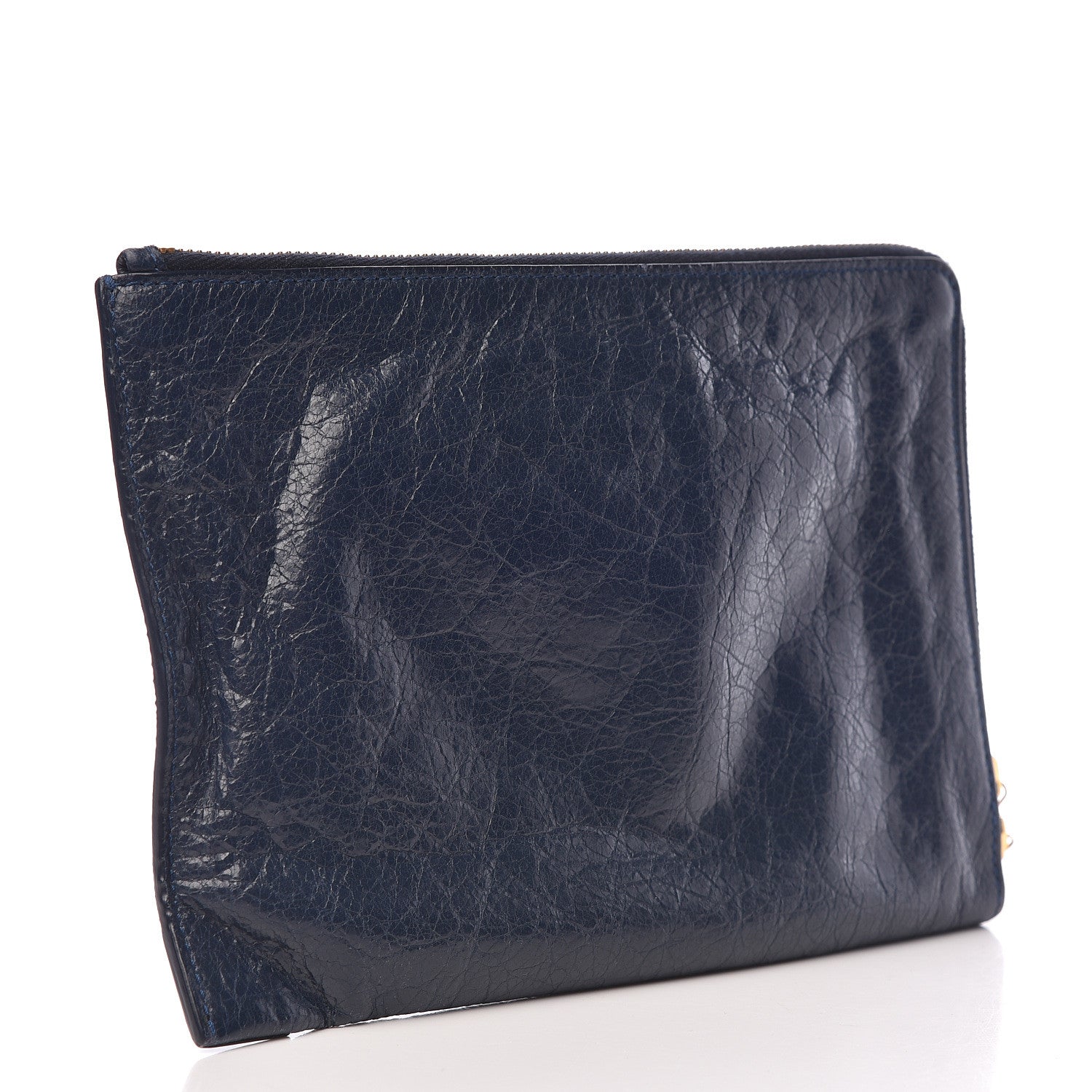 Balenciaga Agneau Giant 12 Gold Hardware Pouch Clutch Bleu Obscur 4 of 9