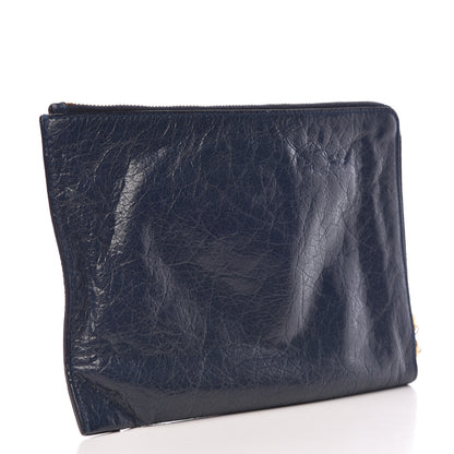 Balenciaga Agneau Giant 12 Gold Hardware Pouch Clutch Bleu Obscur 4 of 9