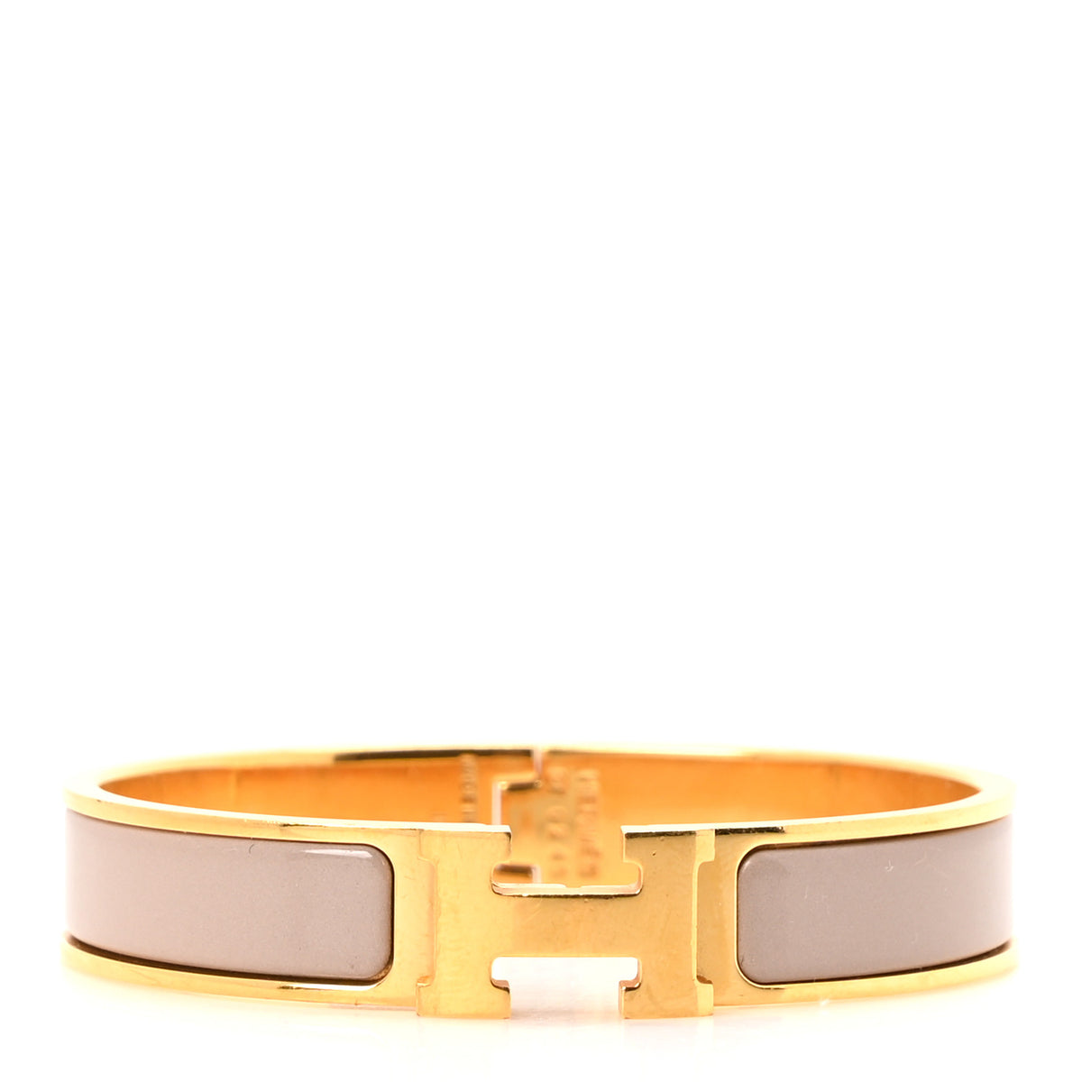 Enamel Narrow Clic Clac H Bracelet GM Marron Glace