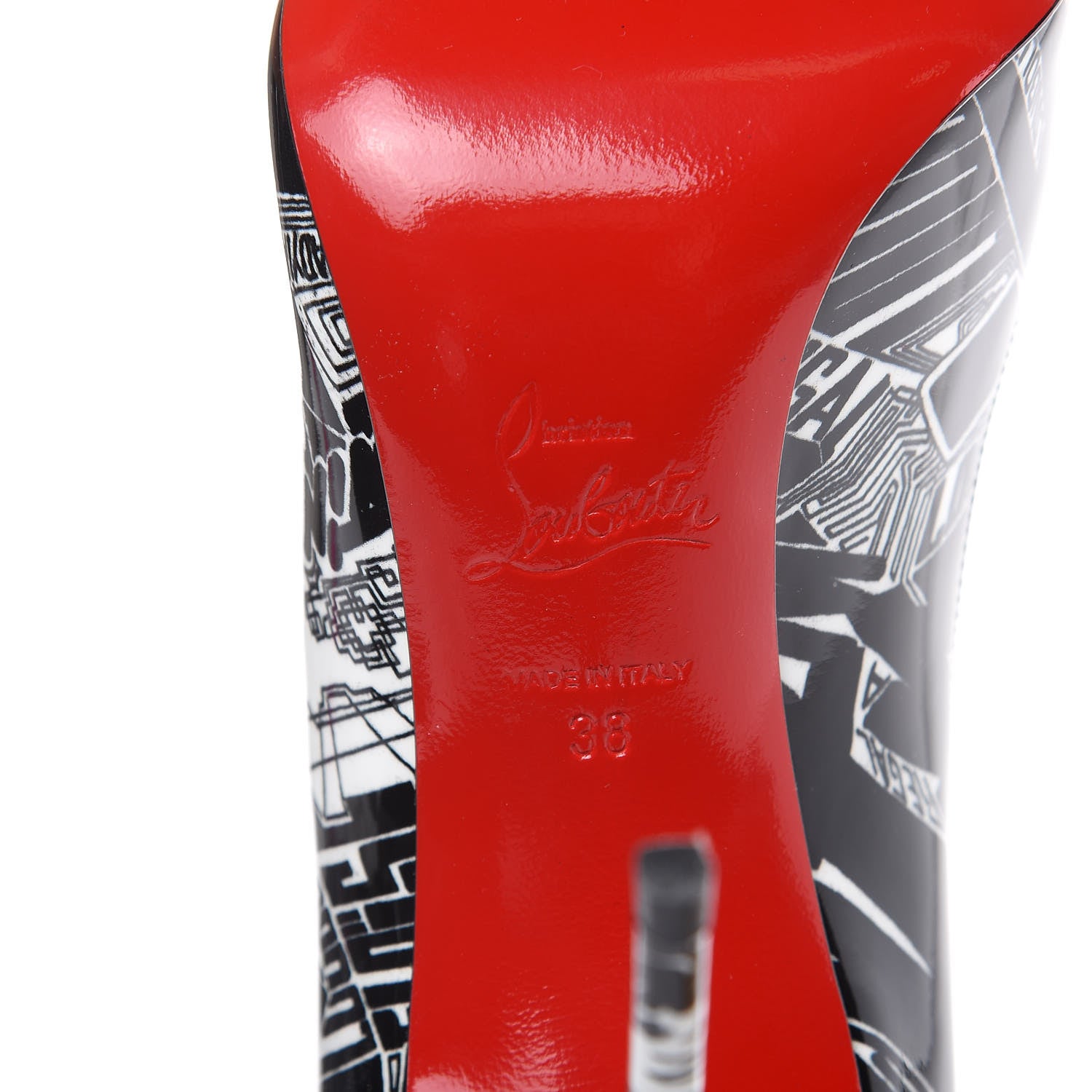 Christian Louboutin Patent Nicograf Pigalle Follies 100 Pumps 38 Black White 7 of 10
