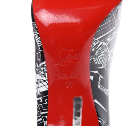 Christian Louboutin Patent Nicograf Pigalle Follies 100 Pumps 38 Black White 7 of 10
