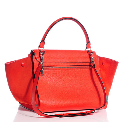 Celine Drummed Leather Suede Medium Trapeze Vermillion 3 of 10