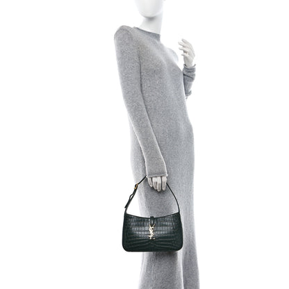 Saint Laurent Calfskin Crocodile Embossed LE 5 A 7 Hobo Vert Fonce 2 of 10