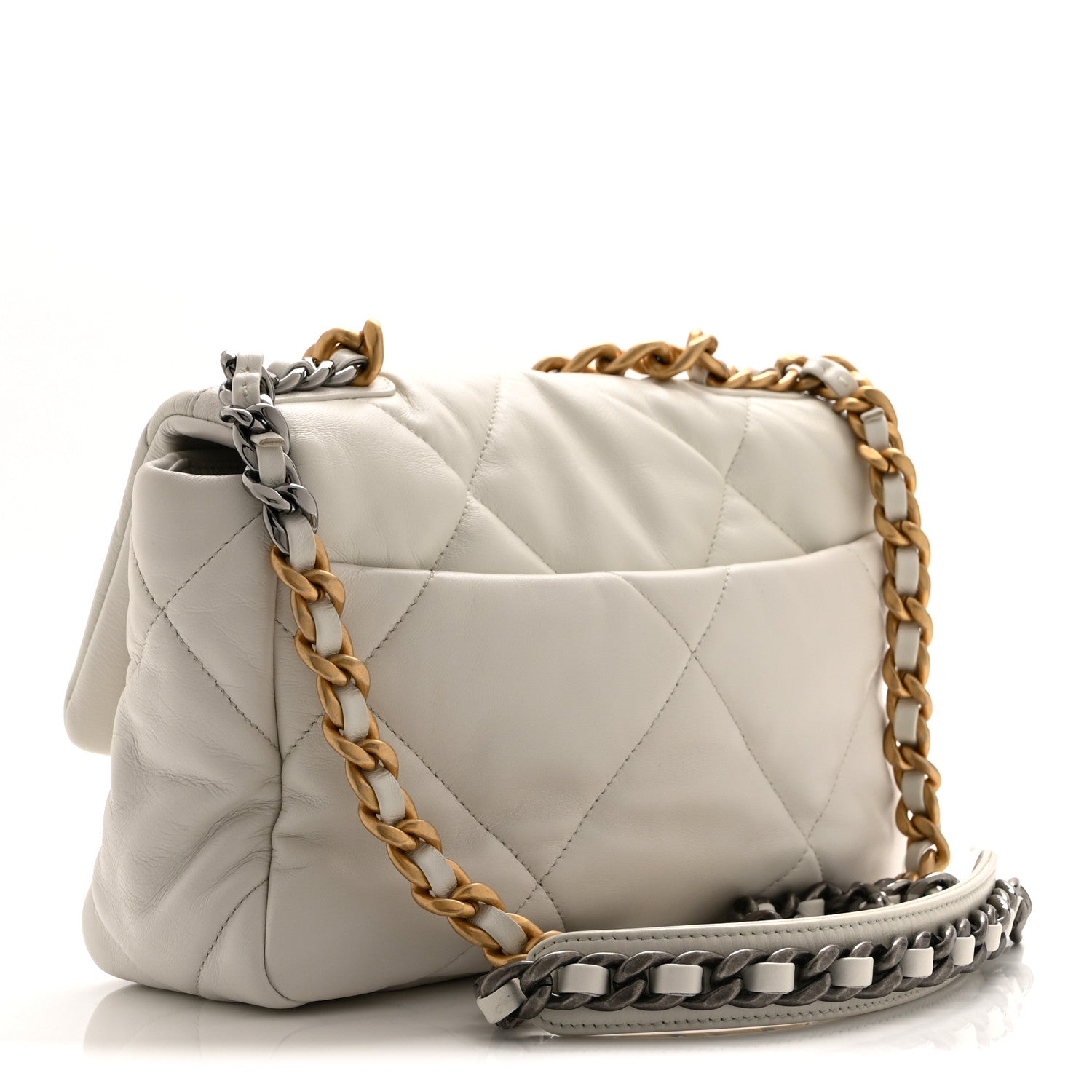 Chanel Lambskin Quilted Medium Chanel 19 Flap White 3 of 10