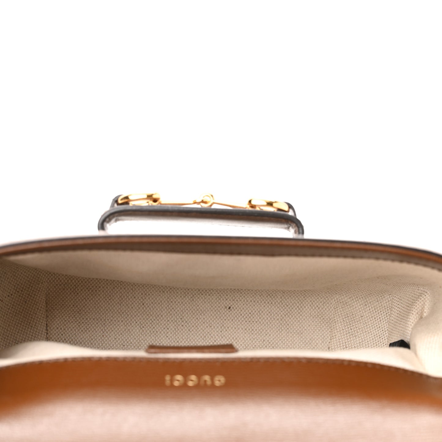 GG Supreme Monogram Web Mini Horsebit 1955 Shoulder Bag Beige Brown Sugar