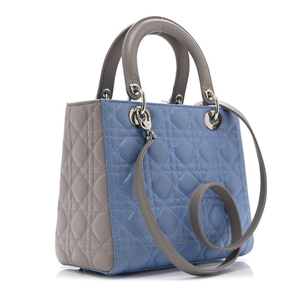 Christian Dior Lambskin Cannage Medium Bi-Color Lady Dior Blue Gray 3 of 10