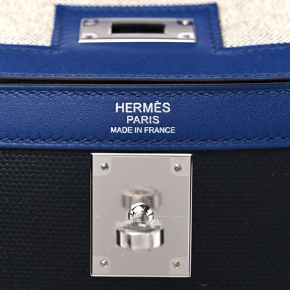 Hermes Berline Toile Swift Kelly Sellier 32 Black Ecru Bleu Sapphire 6 of 9