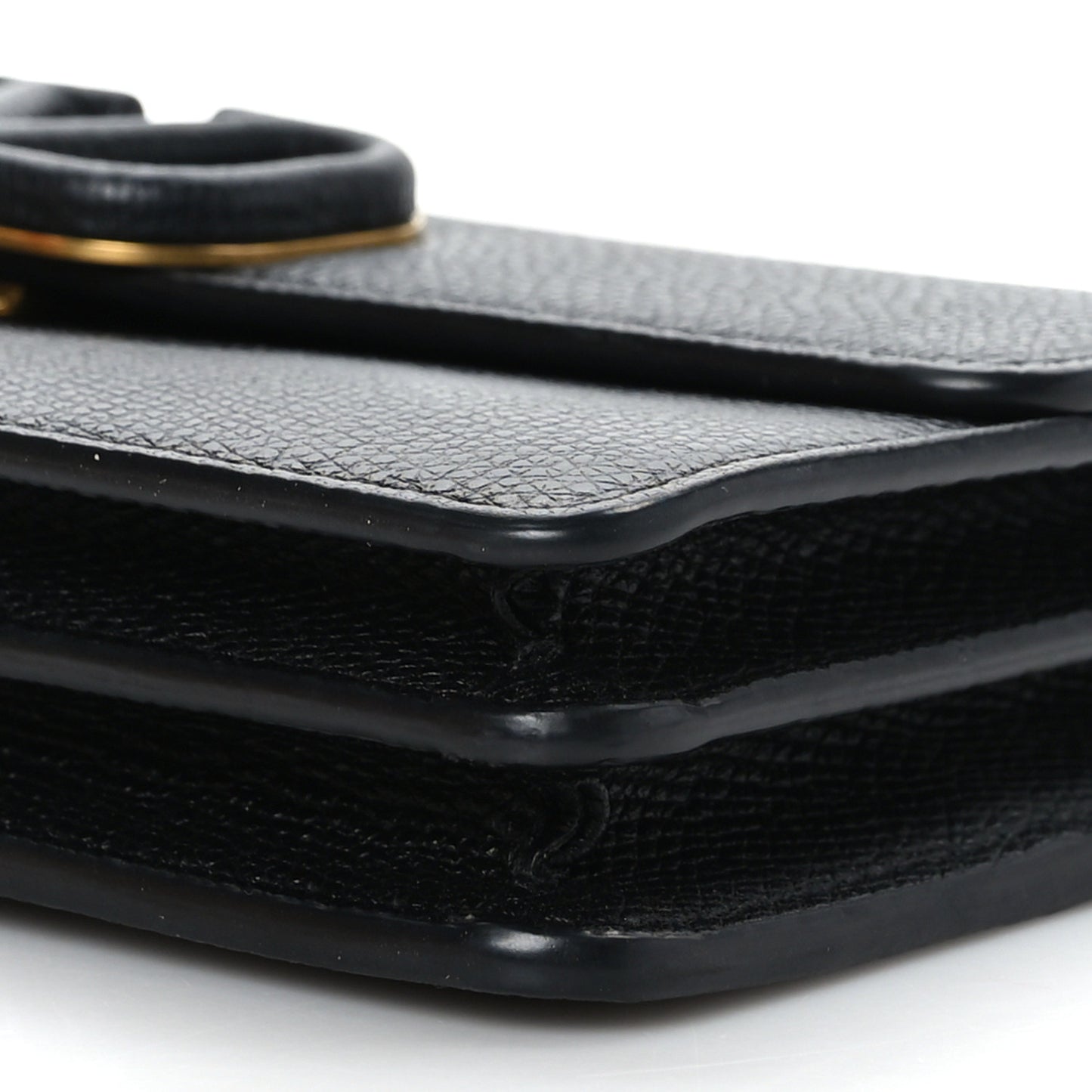Grainy Calfskin Vlogo Wallet With Chain Black