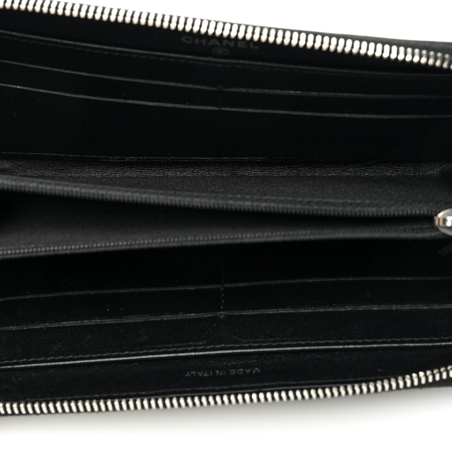 Chanel Lambskin Camellia Embossed Large Zip Around Gusset Wallet Black 5 of 7