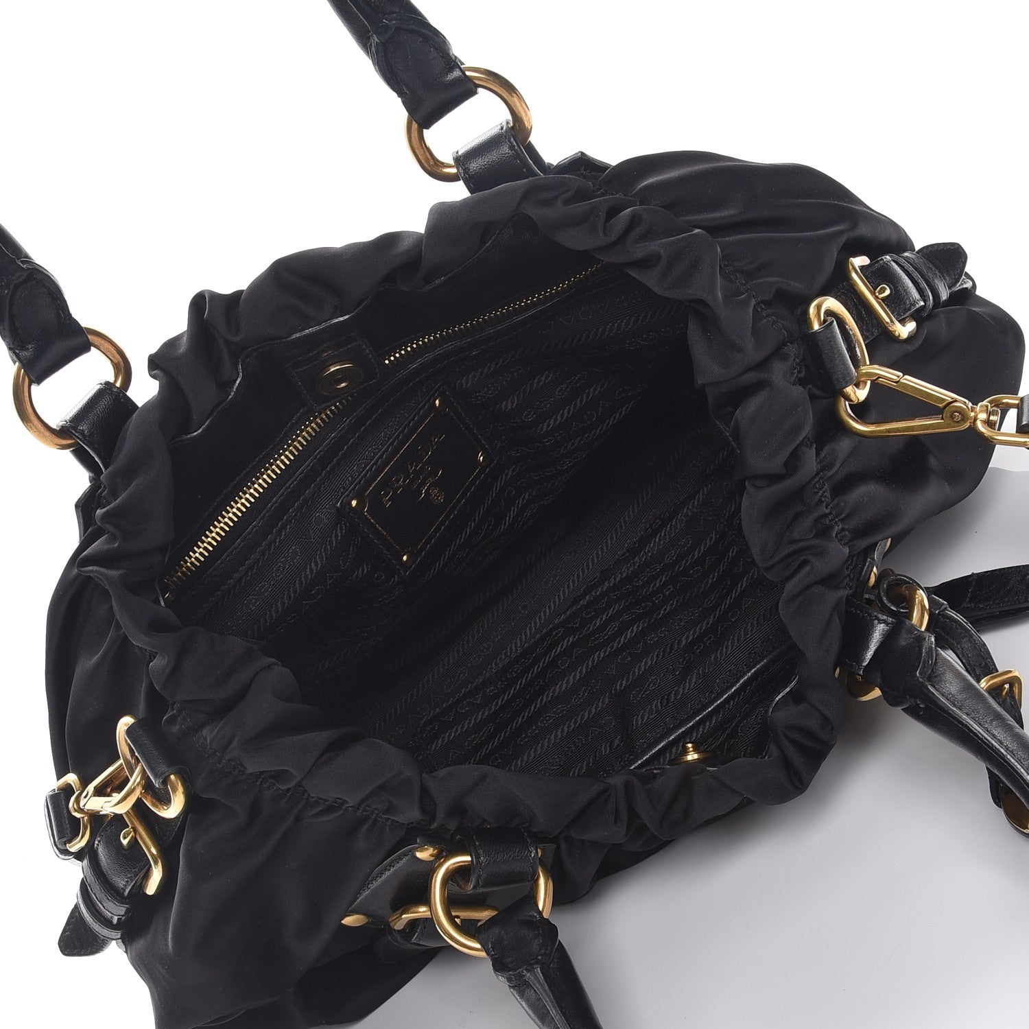 Prada Tessuto Nylon Jacquard Logo Tote Nero Black 6 of 10