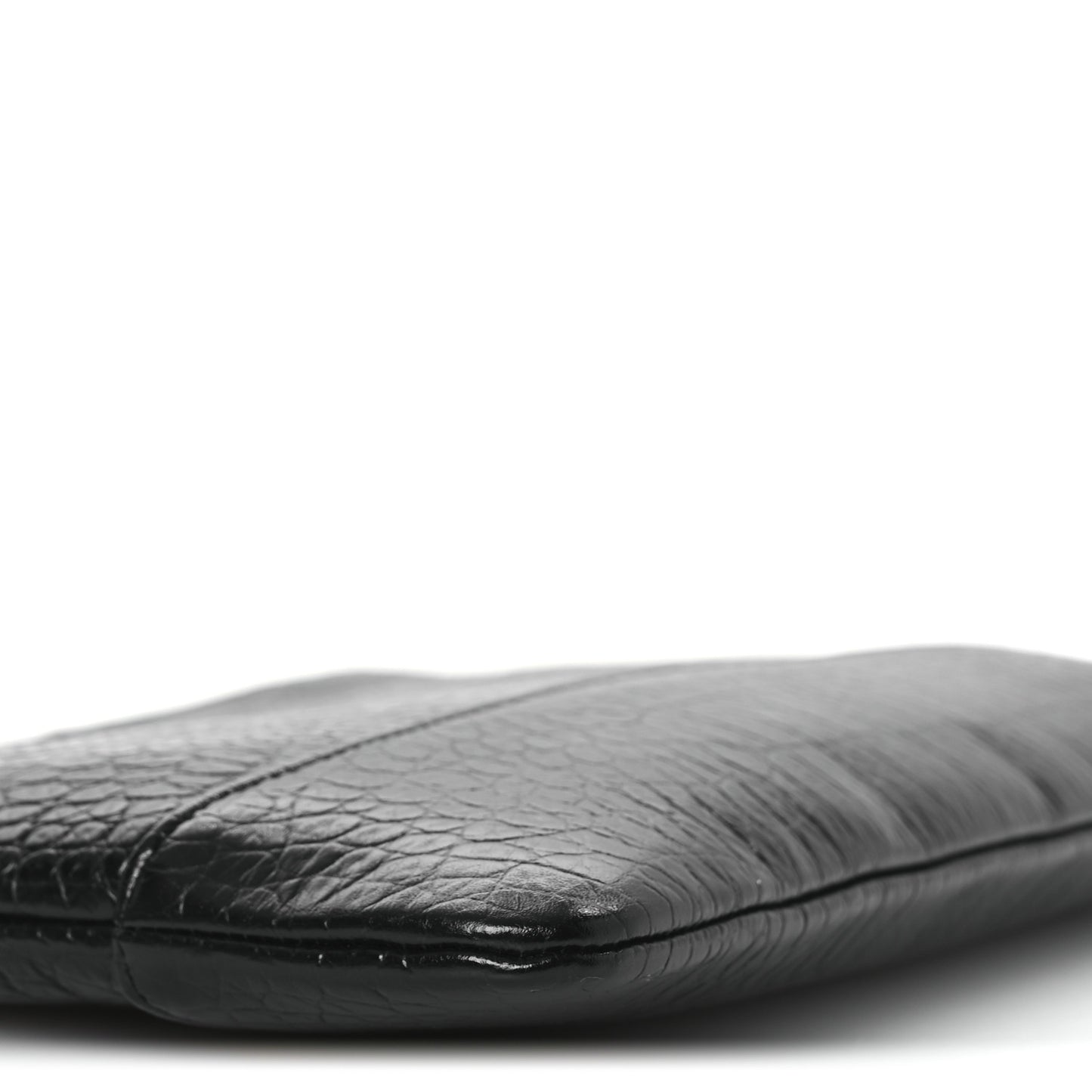 Calfskin Crocodile Embossed Quilted Medium Gabrielle Cosmetic Case Black