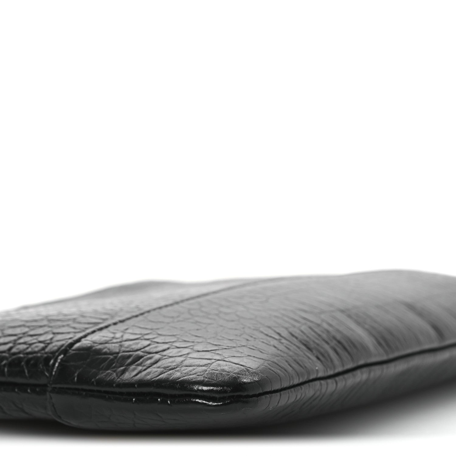 Chanel Calfskin Crocodile Embossed Quilted Medium Gabrielle Cosmetic Case Black 9 of 10