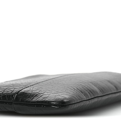 Chanel Calfskin Crocodile Embossed Quilted Medium Gabrielle Cosmetic Case Black 9 of 10