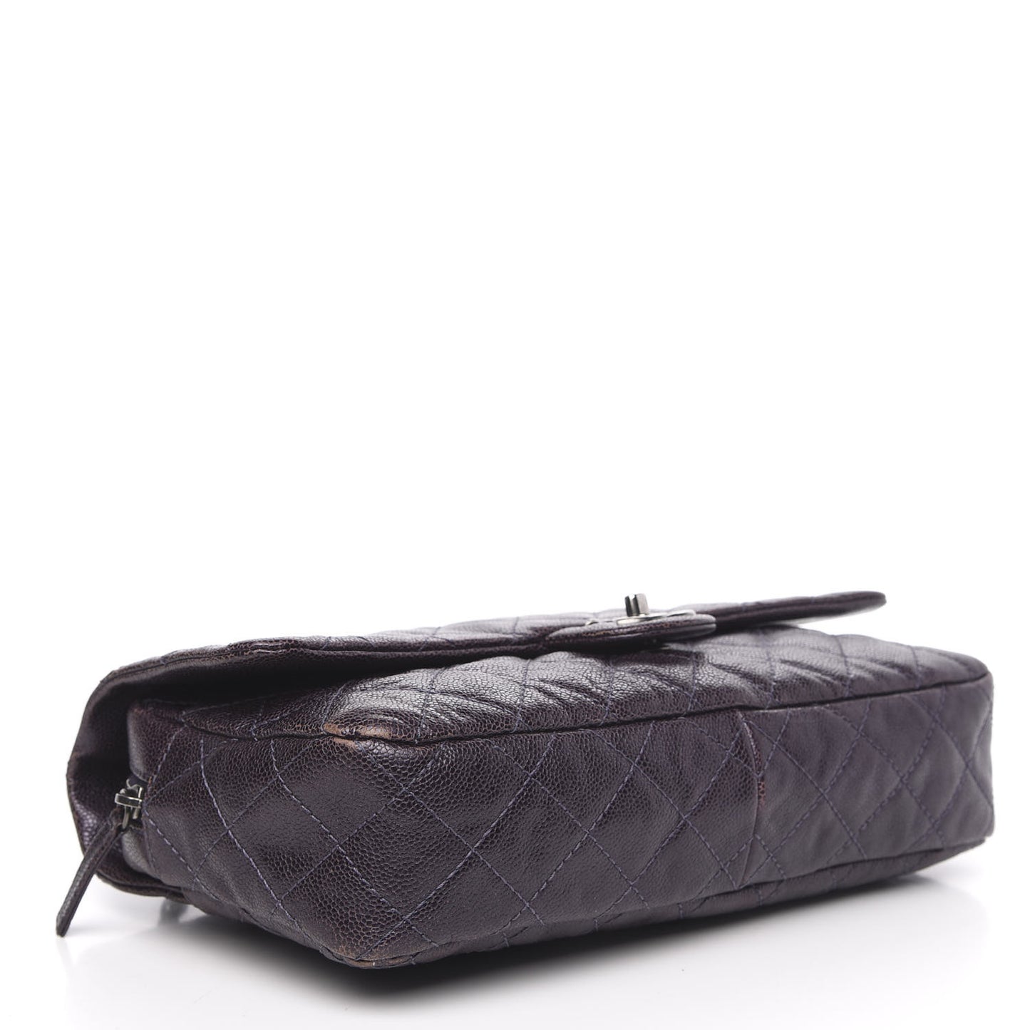 Iridescent Caviar Quilted Large Chic Flap Purple