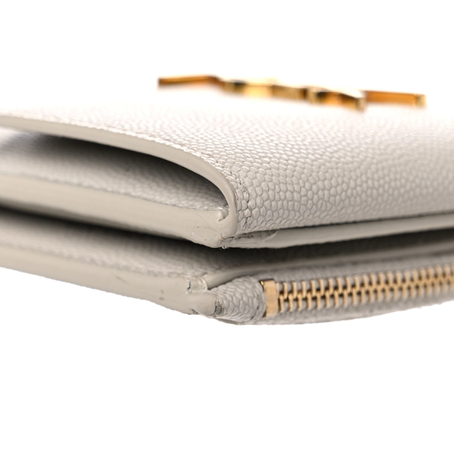 Saint Laurent Grain De Poudre Monogram Uptown Compact Wallet Blanc Vintage 12 of 17