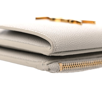 Saint Laurent Grain De Poudre Monogram Uptown Compact Wallet Blanc Vintage 12 of 17
