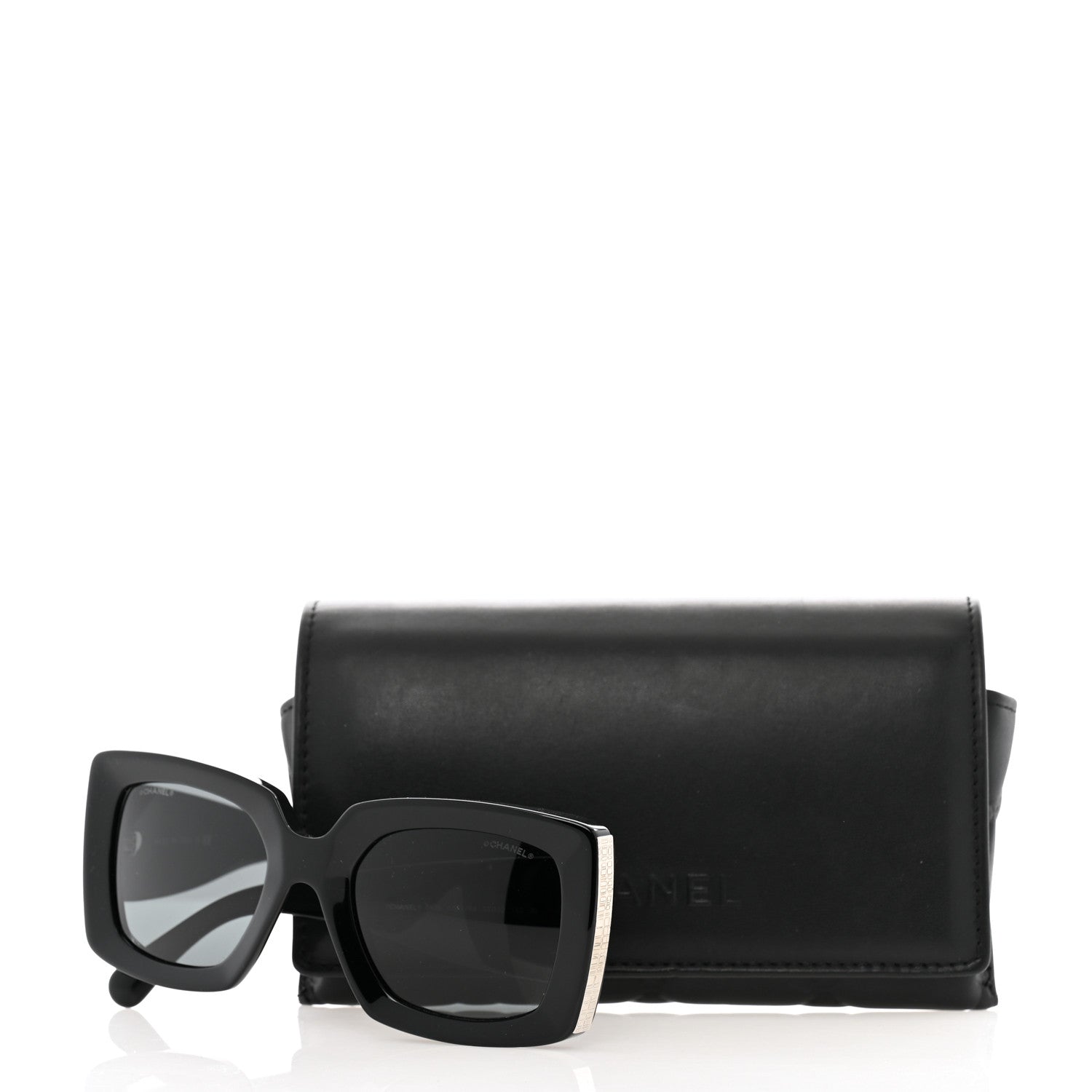 Chanel Acetate Rectangle Sunglasses 5435 Black 8 of 8