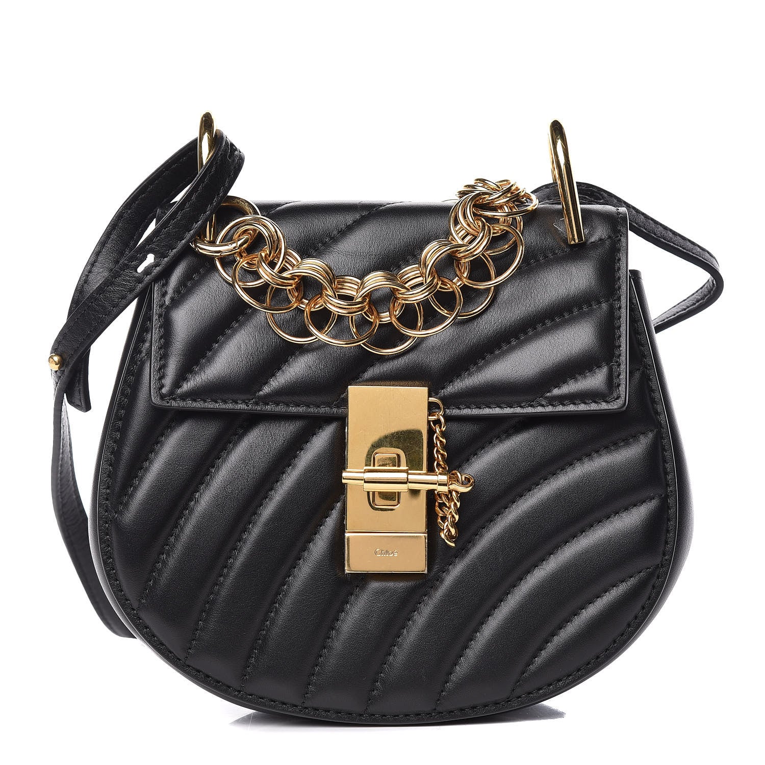 Chloe Calfskin Quilted Mini Drew Bijou Shoulder Bag Black 1 of 13