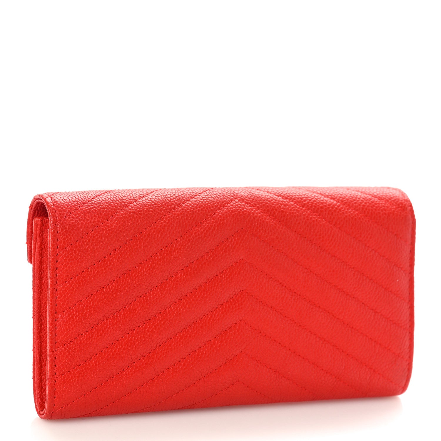Chanel Caviar Chevron Quilted Large Gusset Flap Wallet Red 3 of 9