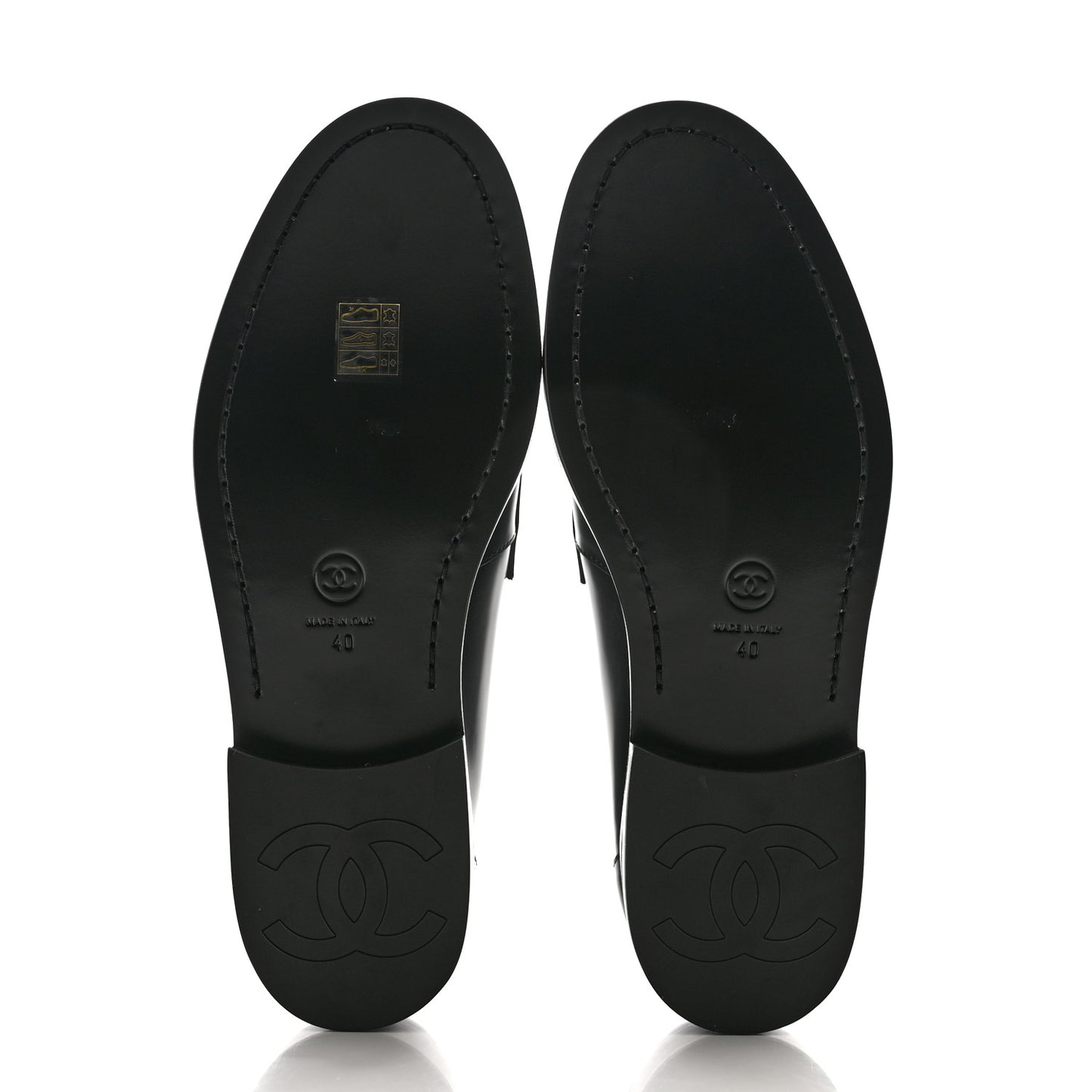Shiny Calfskin CC Loafers 40 Black White