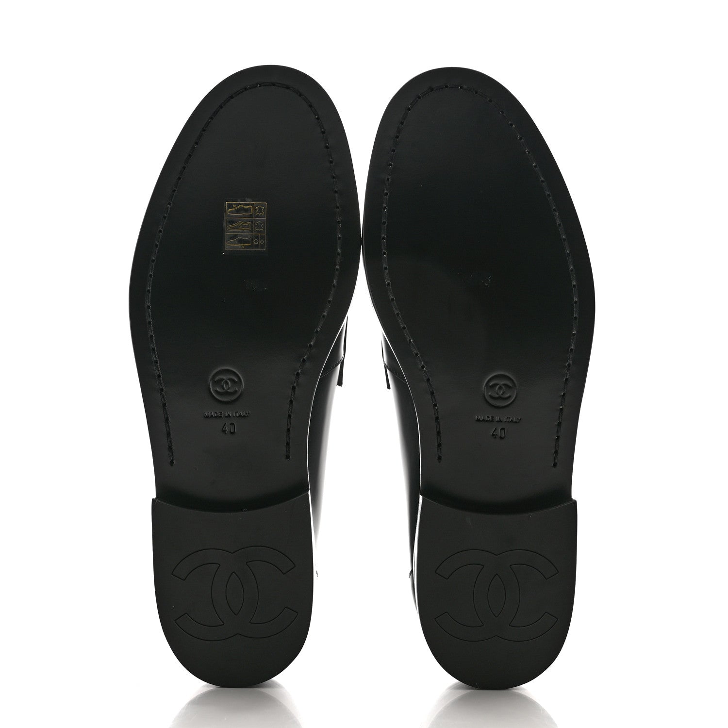 Chanel Shiny Calfskin CC Loafers 40 Black White 5 of 8