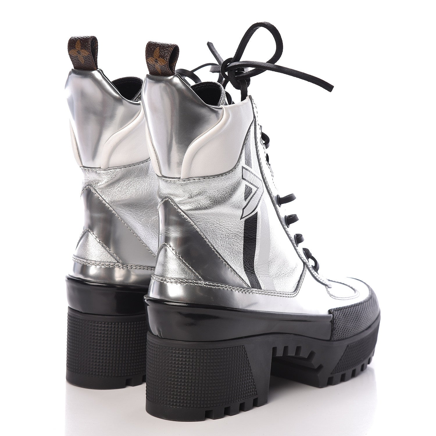 Louis Vuitton Patent Calfskin Spaceship Laureate Platform Desert Boots 37.5 Silver 4 of 8