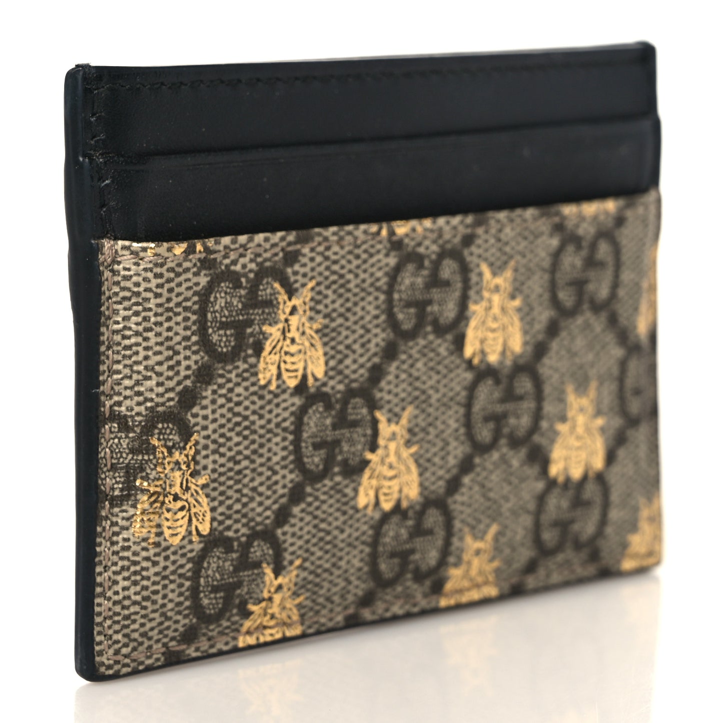 GG Supreme Monogram Bees Card Holder Black