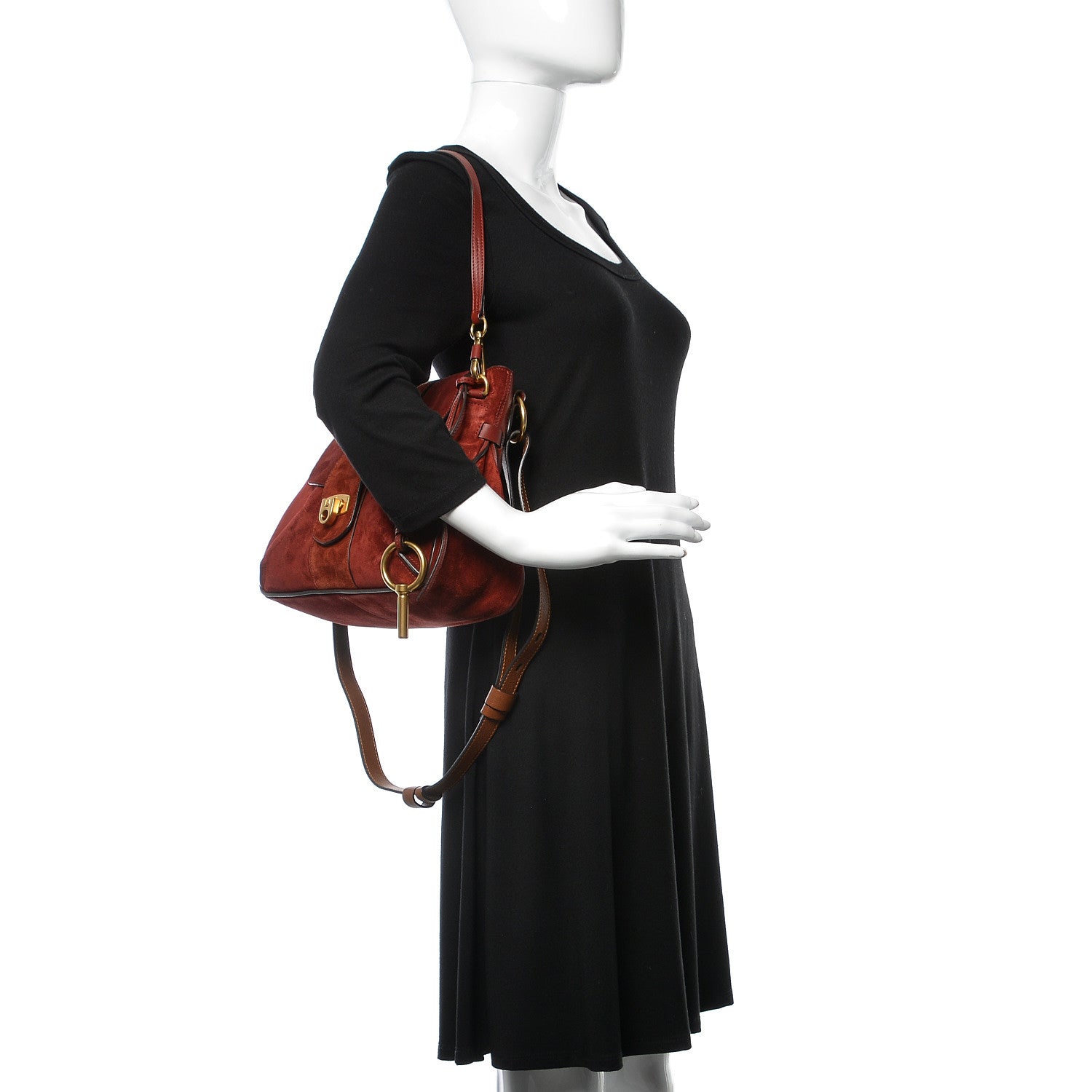Chloe Suede Small Lexa Shoulder Bag Sienna Red 2 of 10