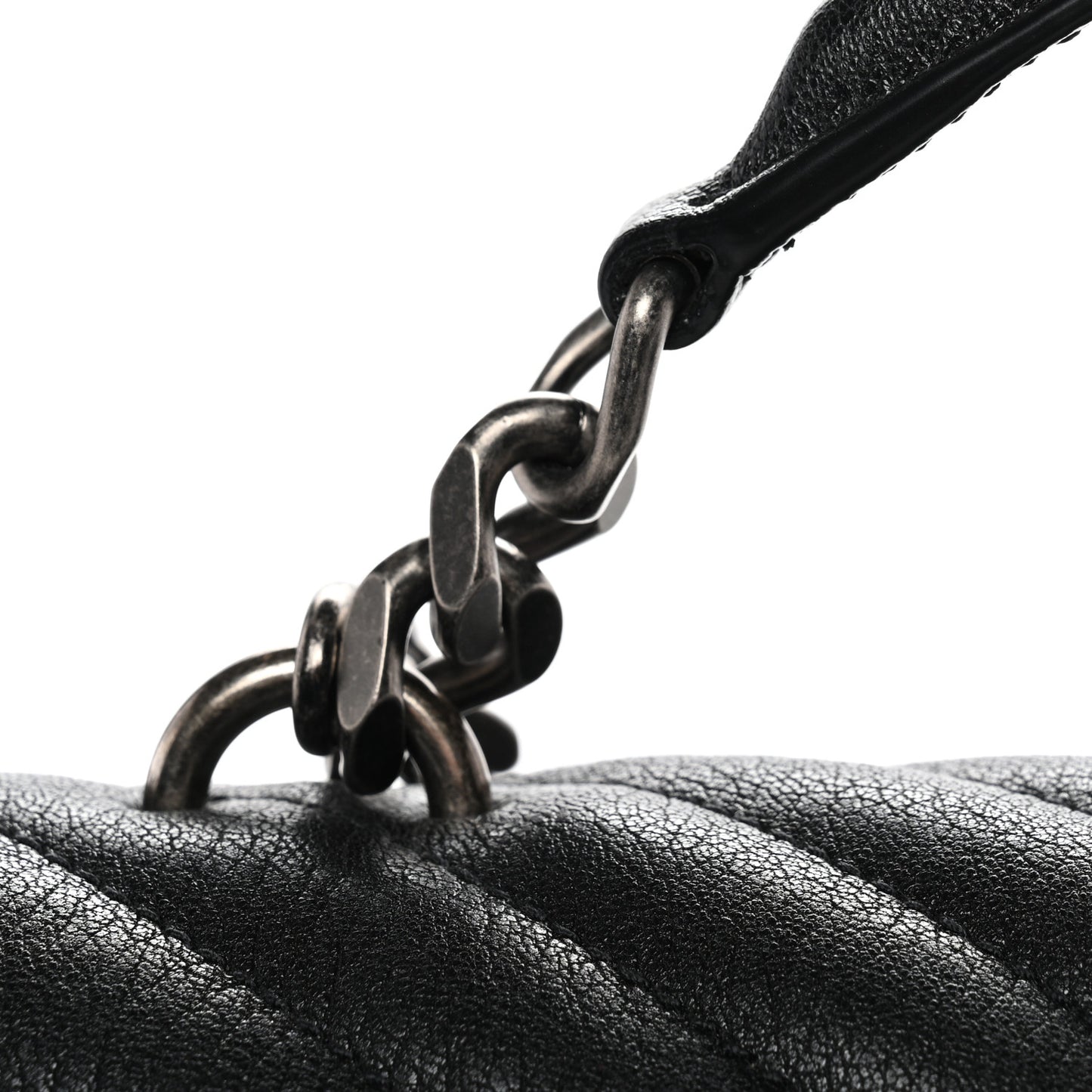 Sheepskin Matelasse Chevron Monogram Large College Satchel Black